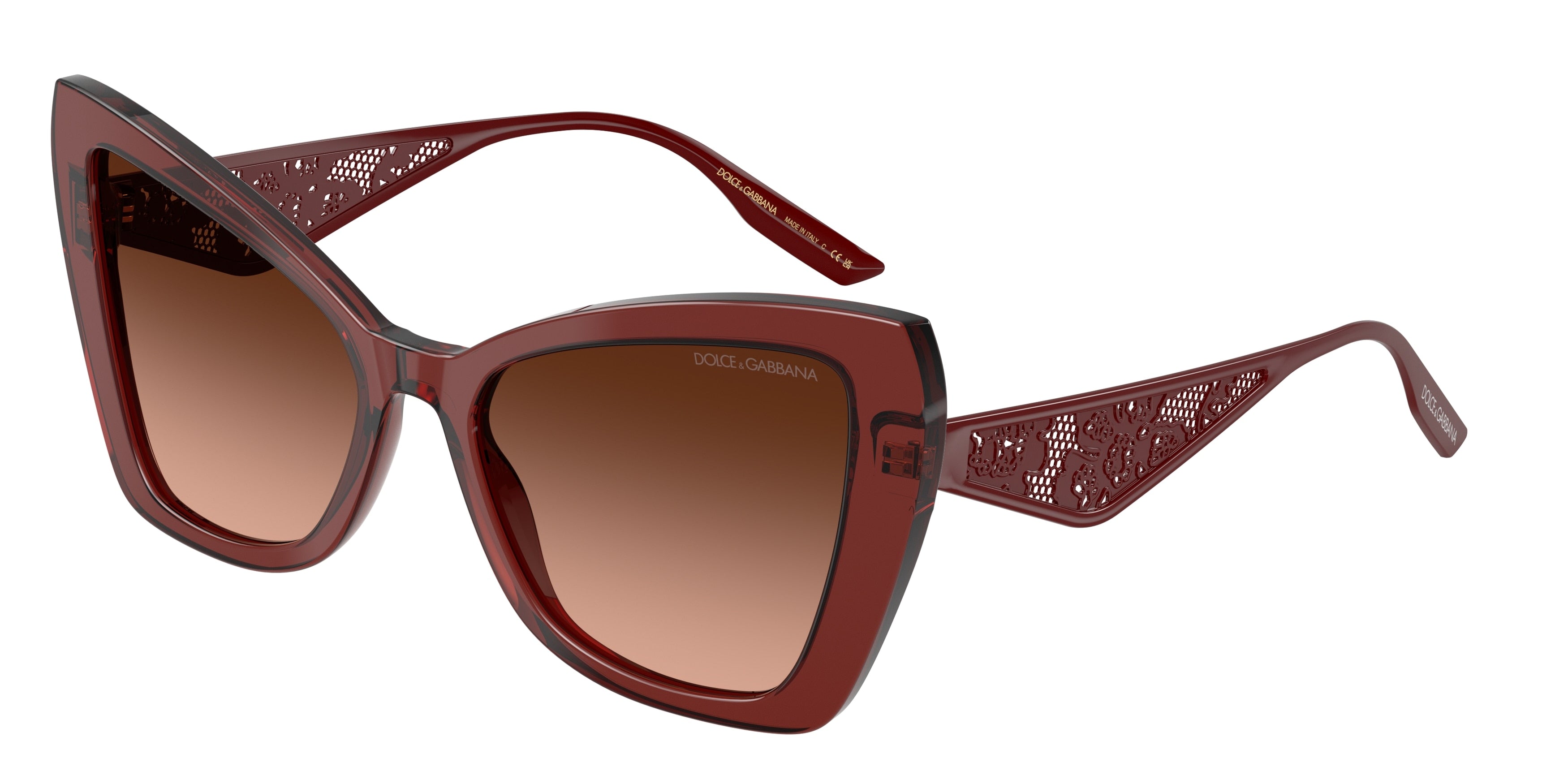 DOLCE & GABBANA DG4489 Cat Eye Sunglasses 30455M-Transparent Bordeaux 55-145-18 - Color Map Red