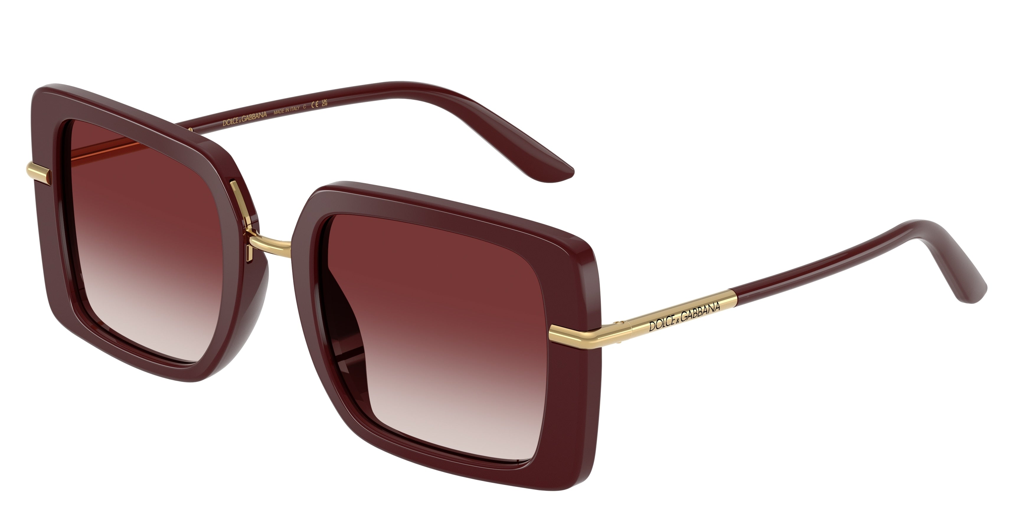 DOLCE & GABBANA DG4491 Square Sunglasses 30918H-Bordeaux 52-145-22 - Color Map Red