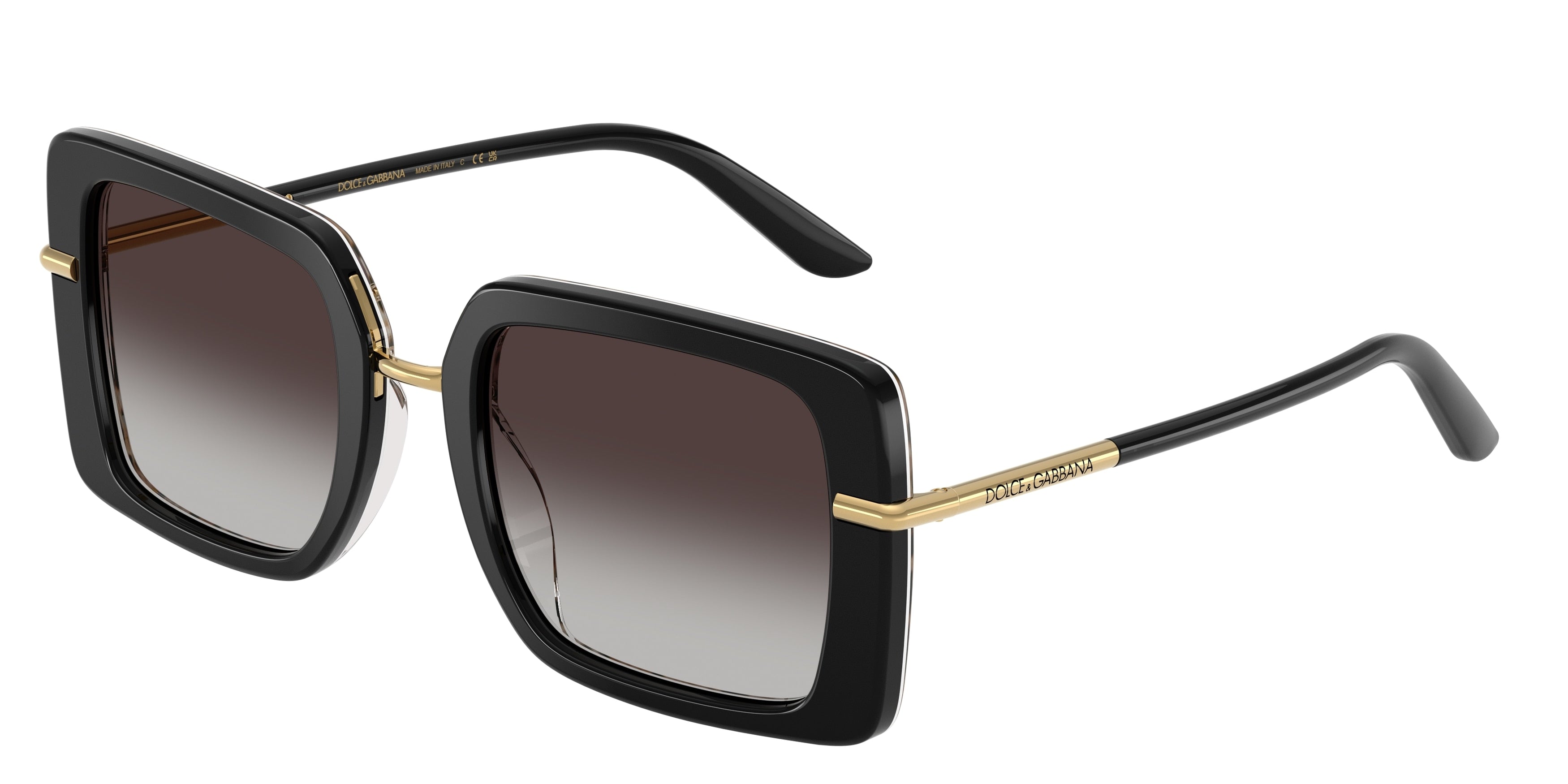 DOLCE & GABBANA DG4491 Square Sunglasses 32998G-Top Black On Leo 52-145-22 - Color Map Black