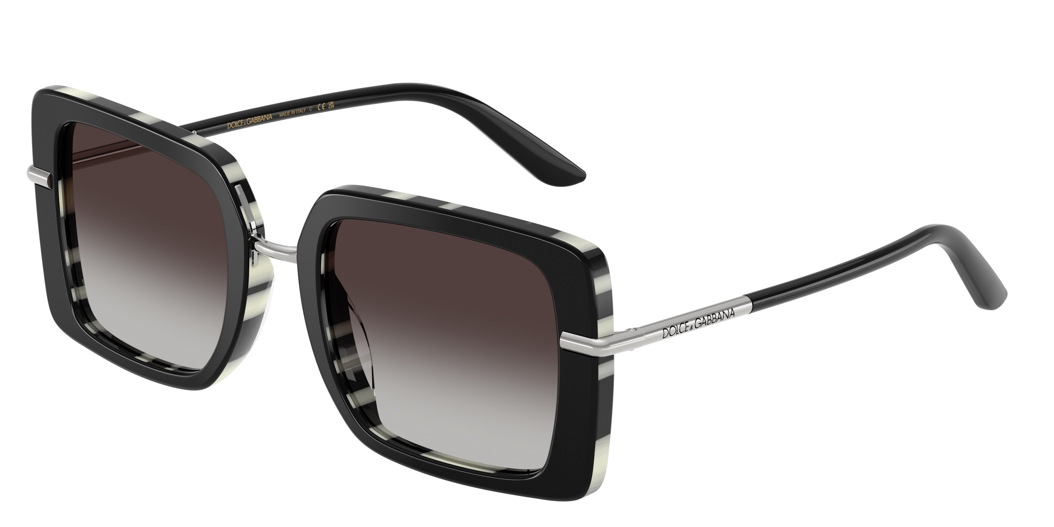DOLCE & GABBANA DG4491 Square Sunglasses 33728G-Top Black On Zebra 52-145-22 - Color Map Black