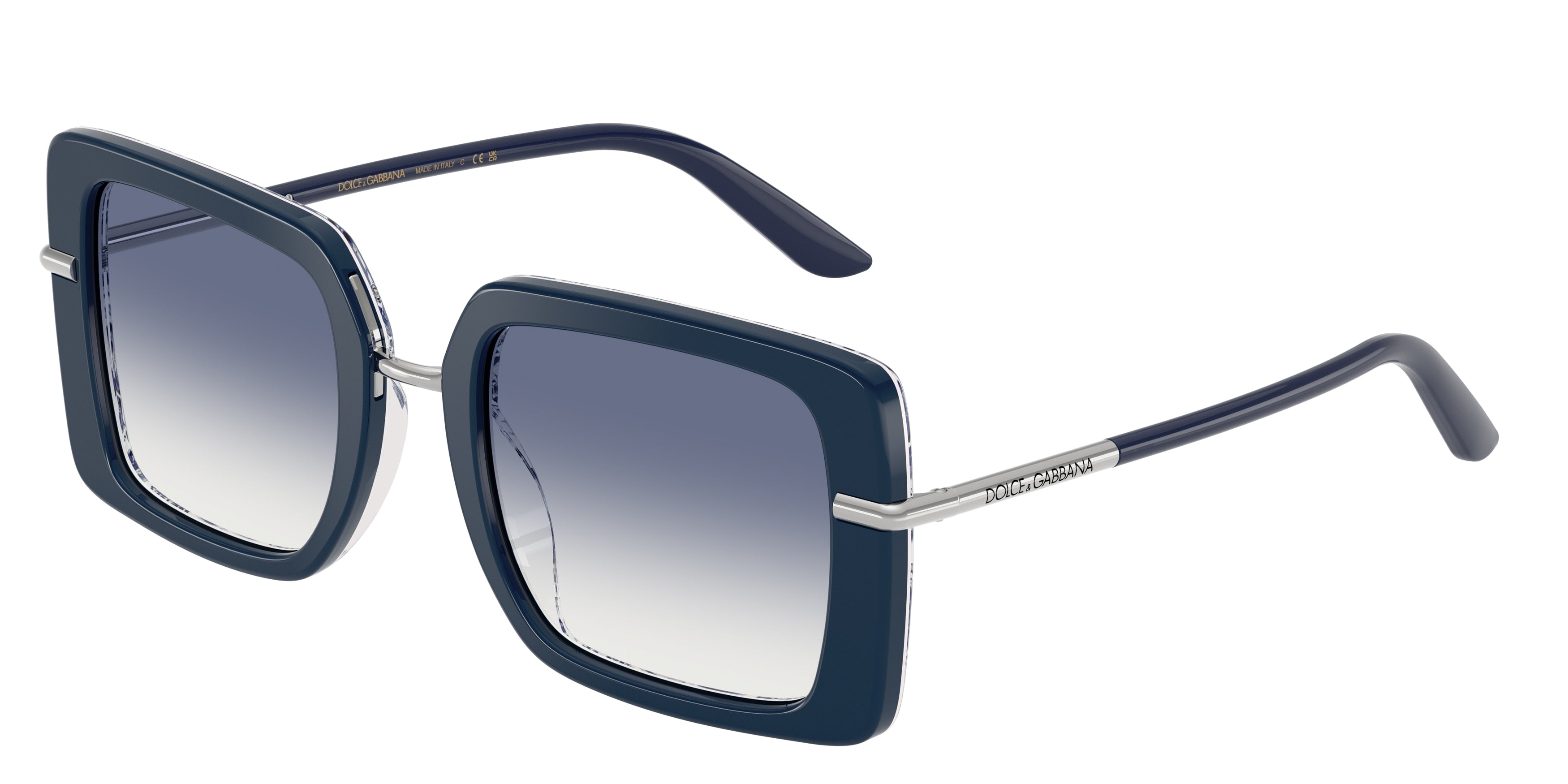 DOLCE & GABBANA DG4491 Square Sunglasses 341419-Blue On Blue Maiolica 52-145-22 - Color Map Blue