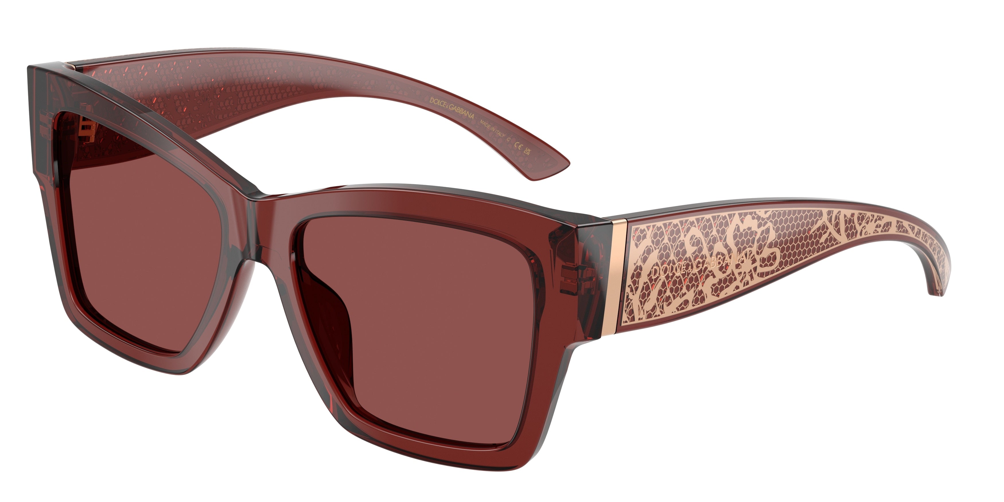 DOLCE & GABBANA DG4493 Square Sunglasses 304575-Transparent Bordeaux 55-145-17 - Color Map Red