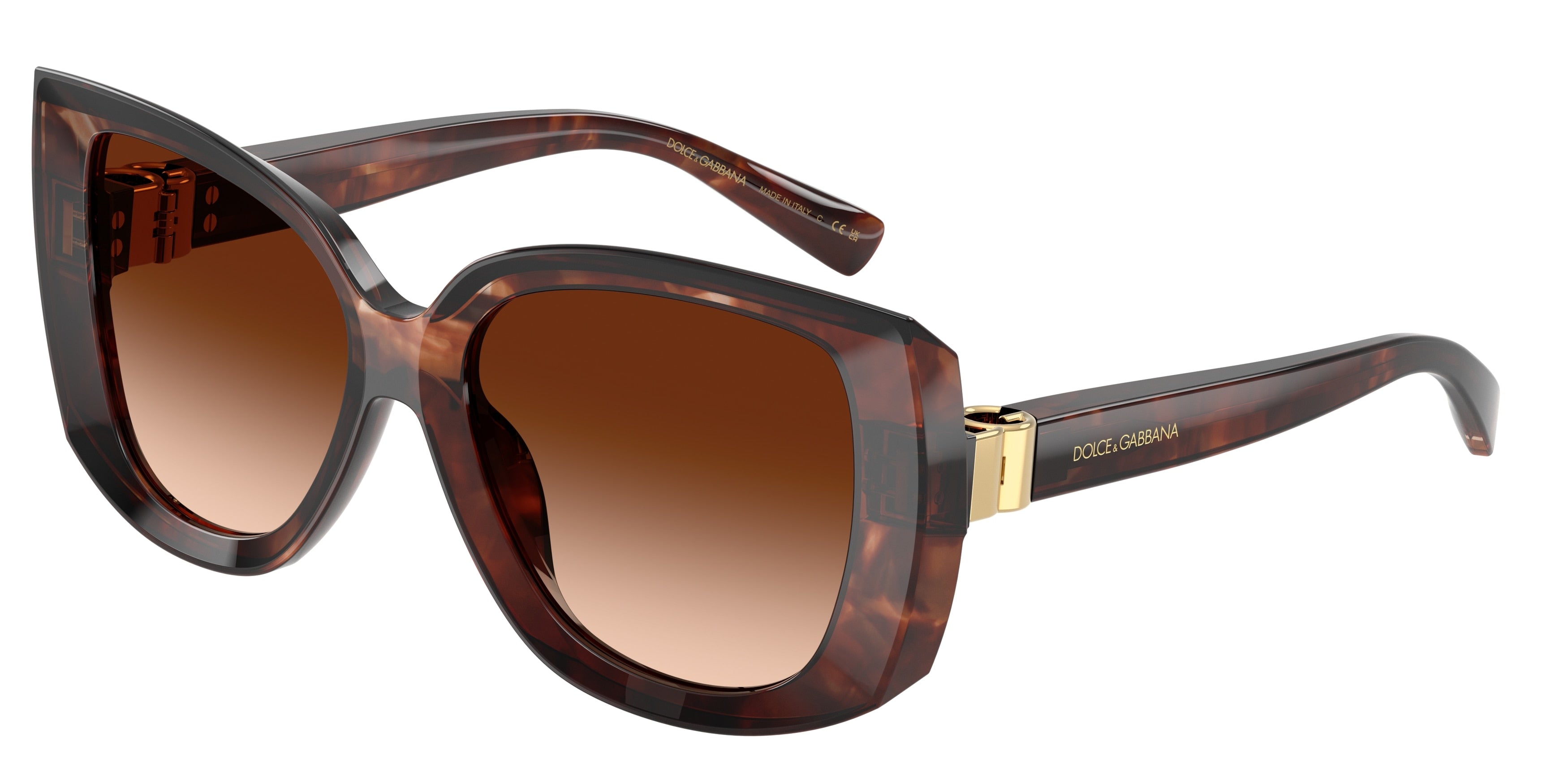 DOLCE & GABBANA DG4495 Square Sunglasses 322274-Dark Red Havana 56-140-18 - Color Map Red