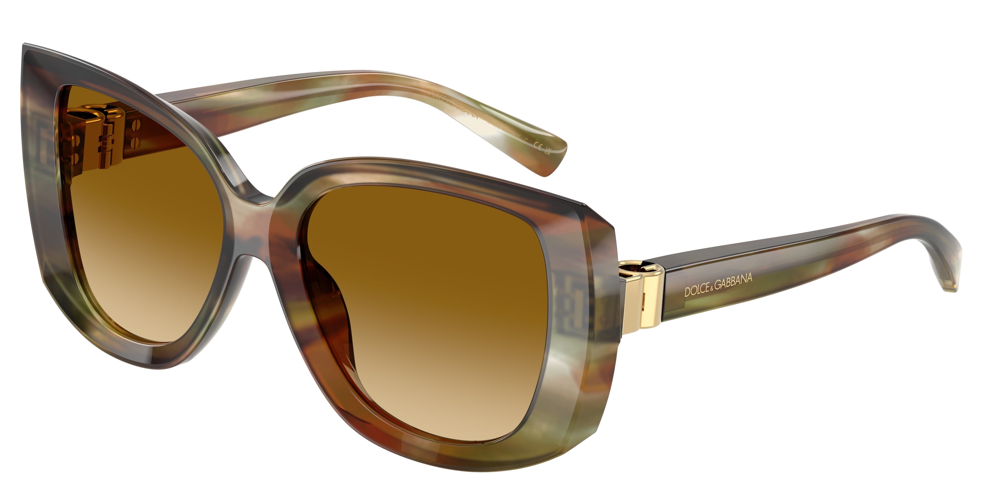 DOLCE & GABBANA DG4495 Square Sunglasses 34462L-Striped Ochre 56-140-18 - Color Map Brown