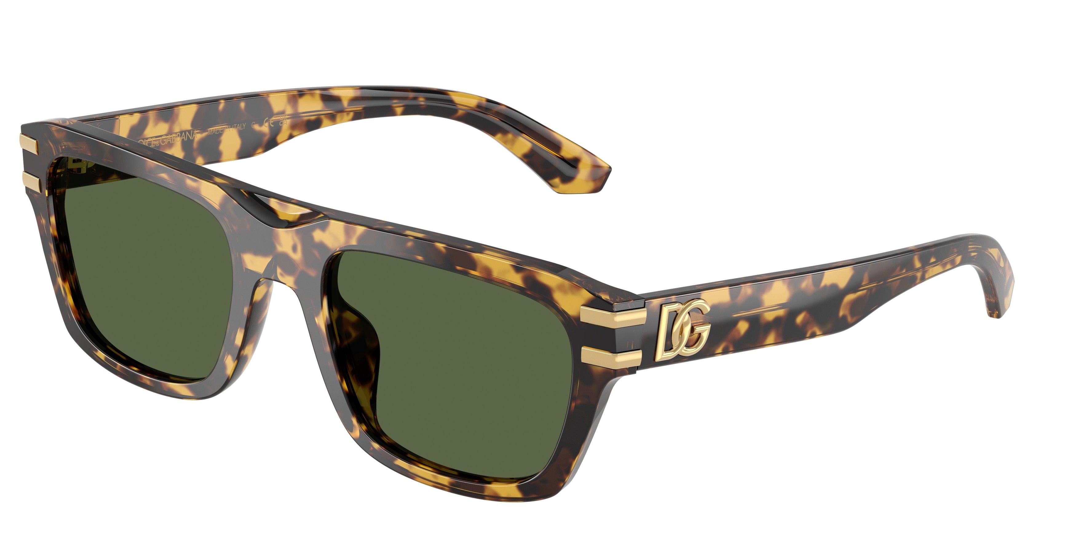 DOLCE & GABBANA DG4496 Rectangle Sunglasses 333071-Yellow Havana 54-145-21 - Color Map Tortoise