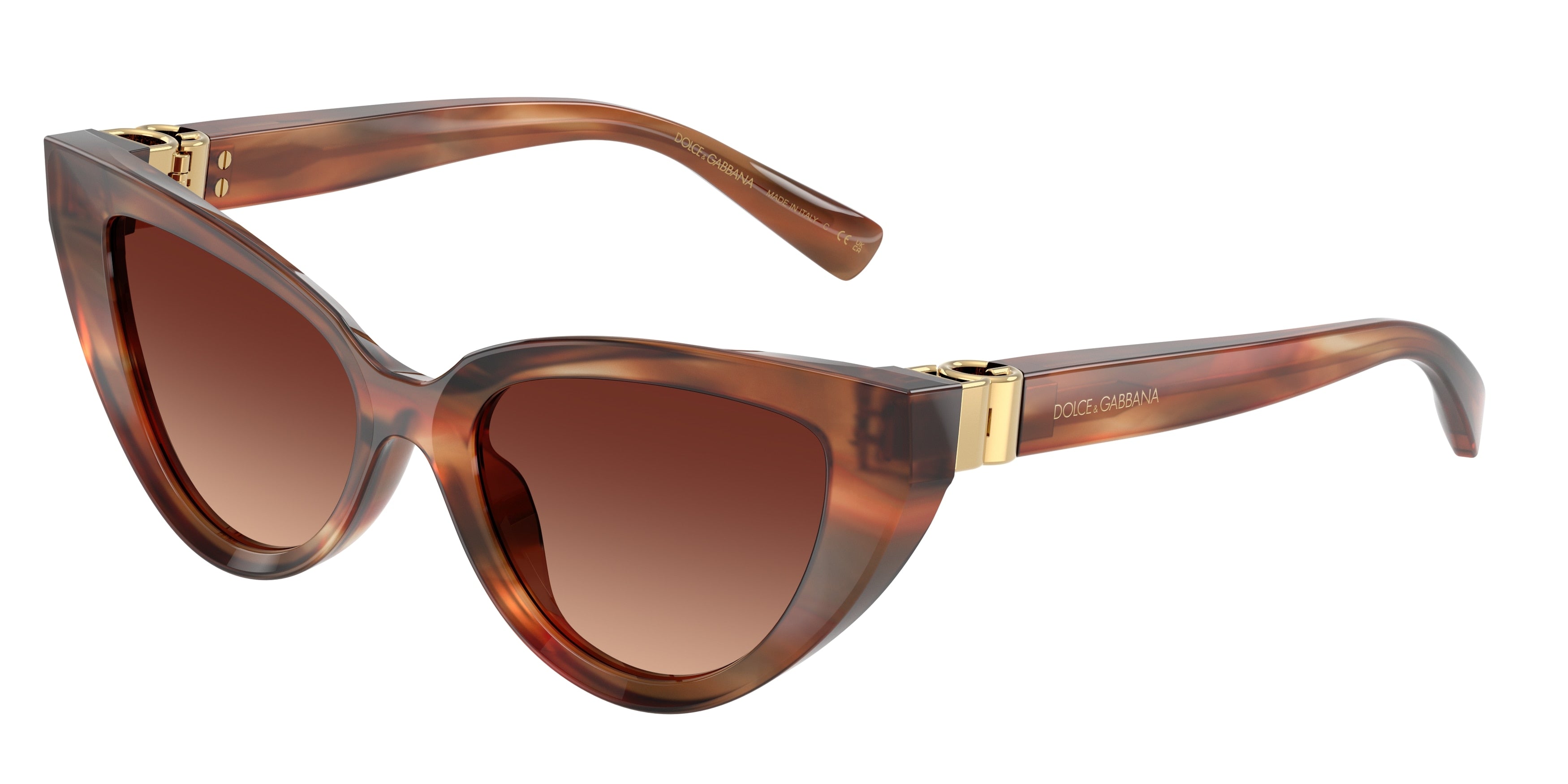 DOLCE & GABBANA DG4497 Cat Eye Sunglasses 322113-Striped Brown 52-140-18 - Color Map Tortoise
