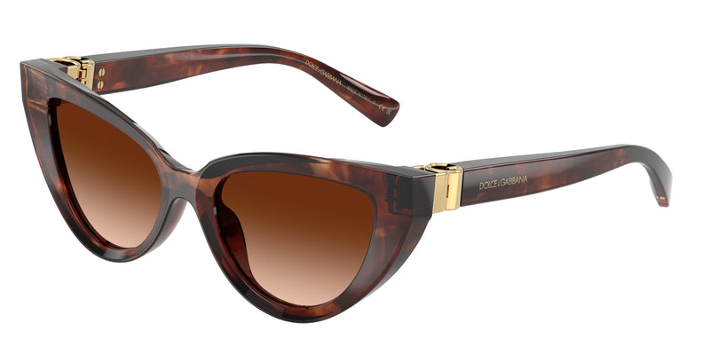 DOLCE & GABBANA DG4497 Cat Eye Sunglasses 322274-Dark Red Havana 52-140-18 - Color Map Red