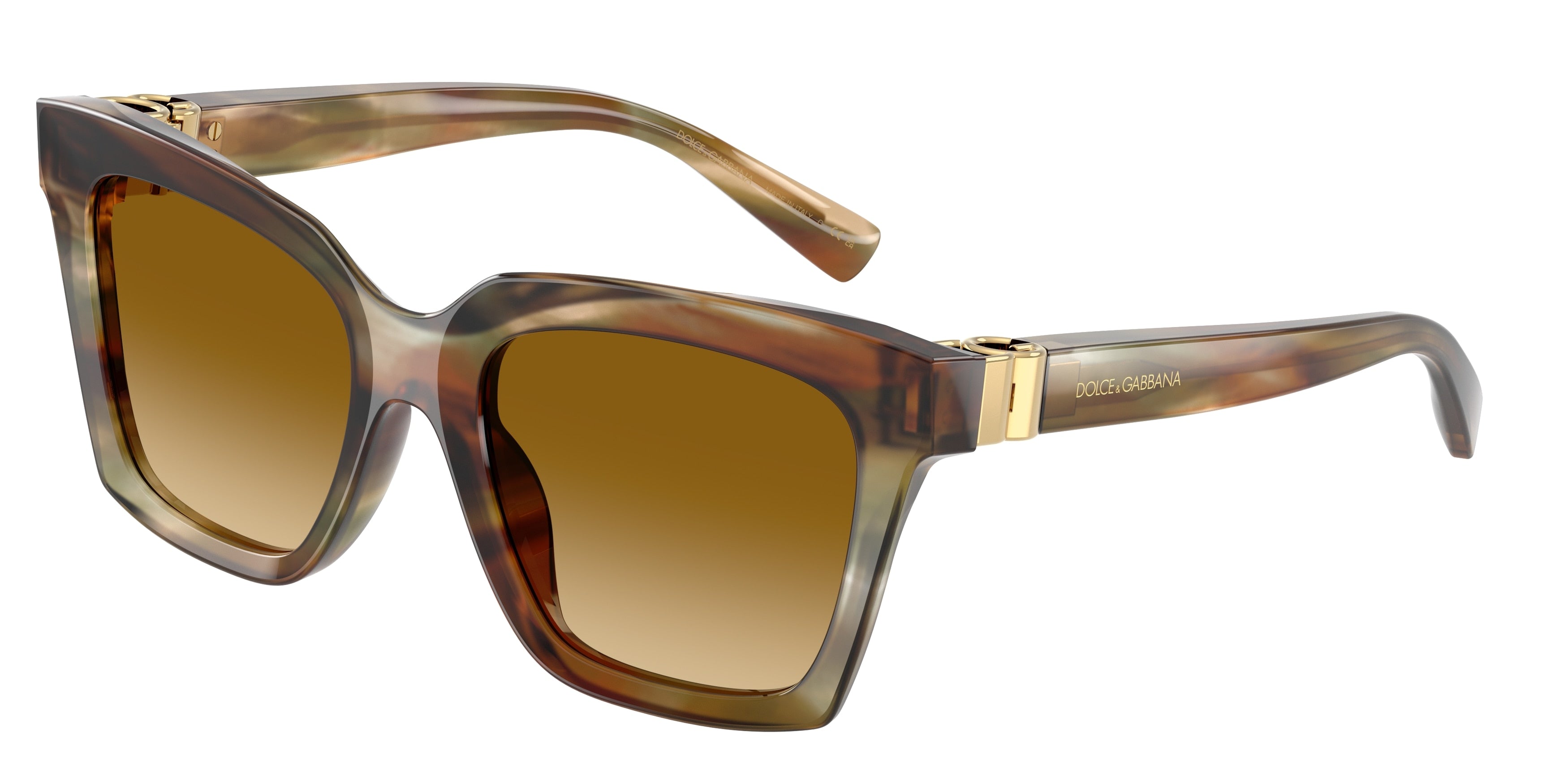 DOLCE & GABBANA DG4498 Square Sunglasses 34462L-Striped Ochre 55-140-20 - Color Map Brown