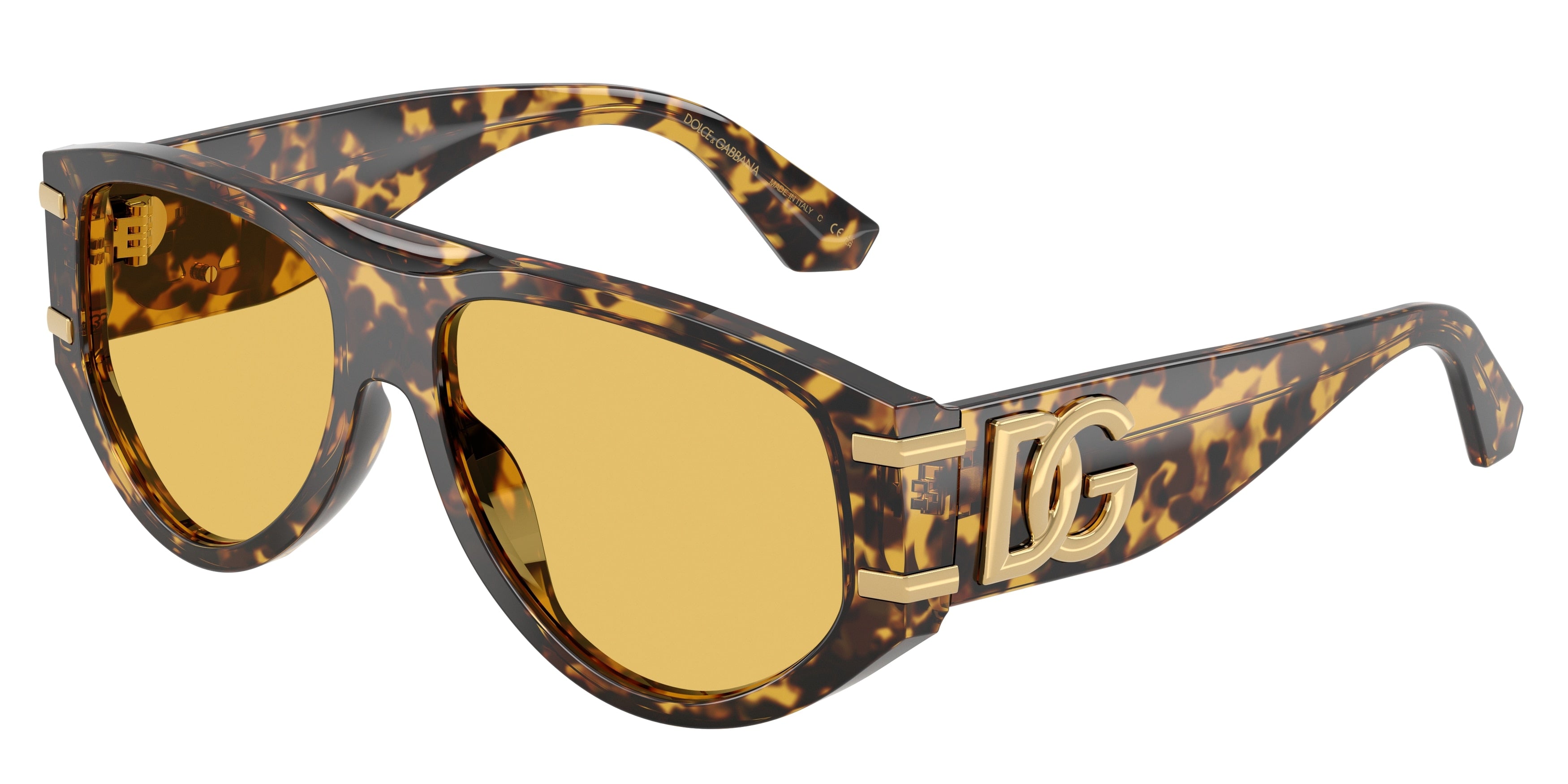 DOLCE & GABBANA DG4499 Pilot Sunglasses 333085-Yellow Havana 57-145-16 - Color Map Tortoise