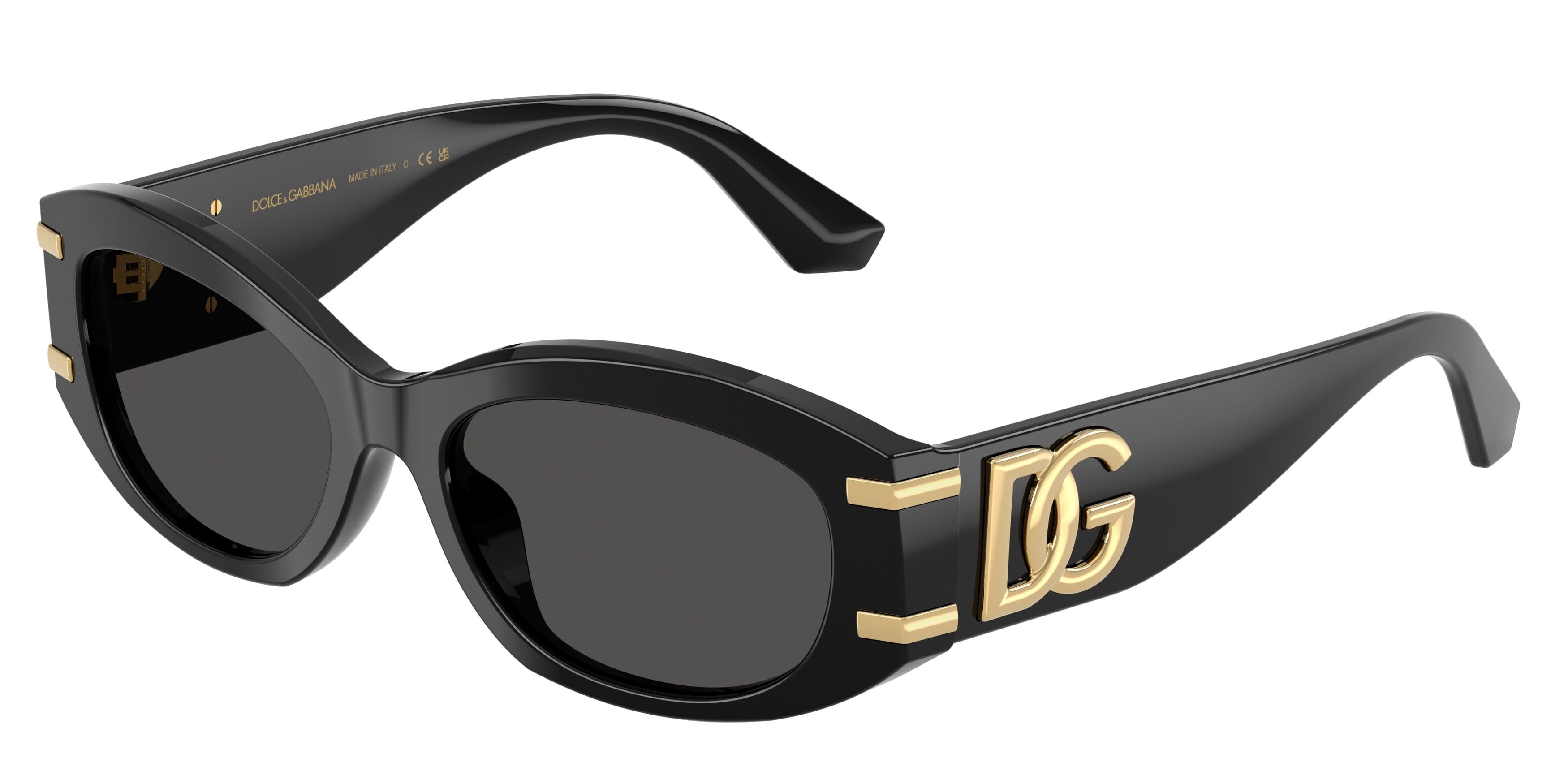 DOLCE & GABBANA DG4502 Oval Sunglasses 501/87-Black 55-145-18 - Color Map Black