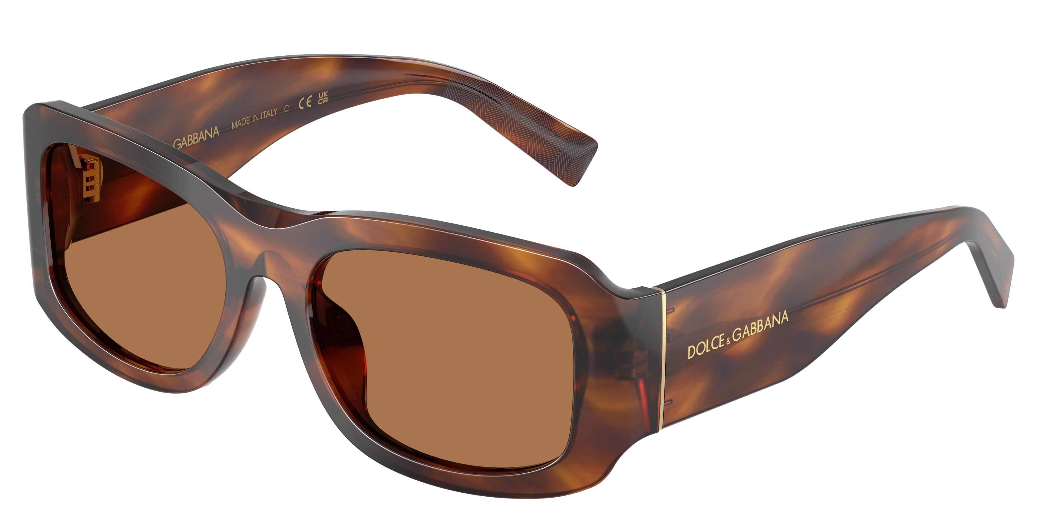 DOLCE & GABBANA DG4503 Rectangle Sunglasses 306373-Striped Brown 57-140-19 - Color Map Tortoise