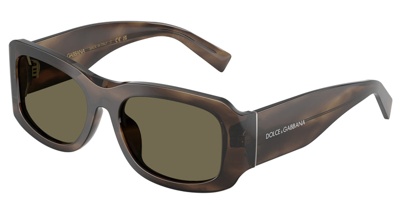 DOLCE & GABBANA DG4503 Rectangle Sunglasses 3200/3-Striped Tobacco 57-140-19 - Color Map Brown