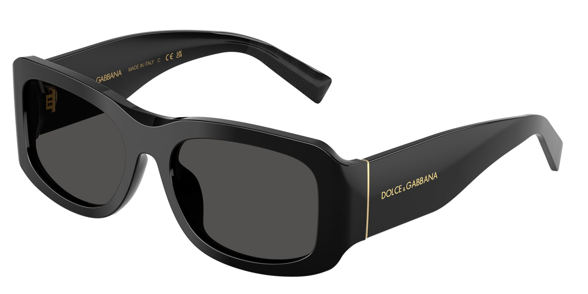 DOLCE & GABBANA DG4503 Rectangle Sunglasses 501/87-Black 57-140-19 - Color Map Black