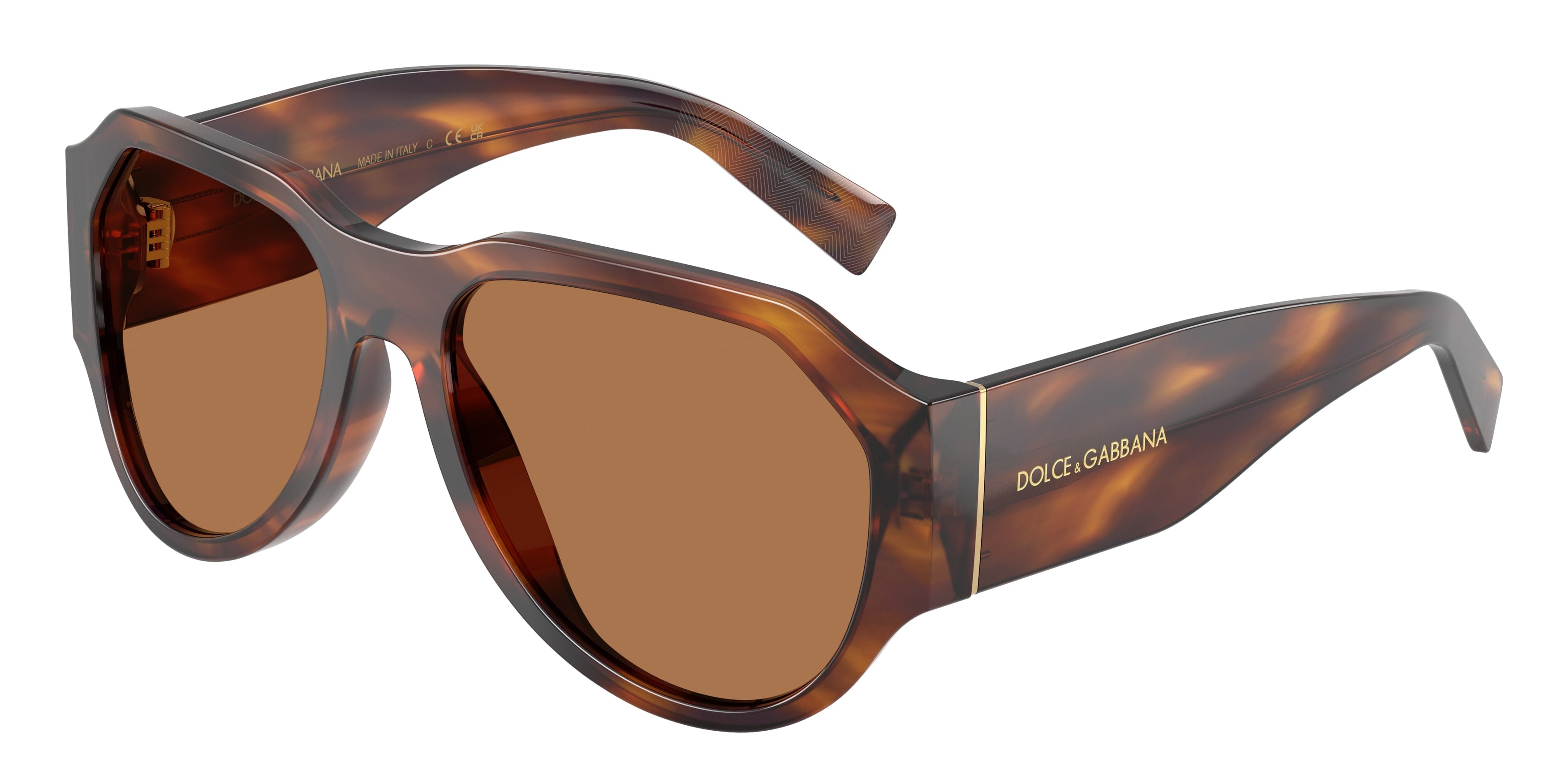 DOLCE & GABBANA DG4504 Pilot Sunglasses 306373-Striped Brown 58-140-18 - Color Map Tortoise