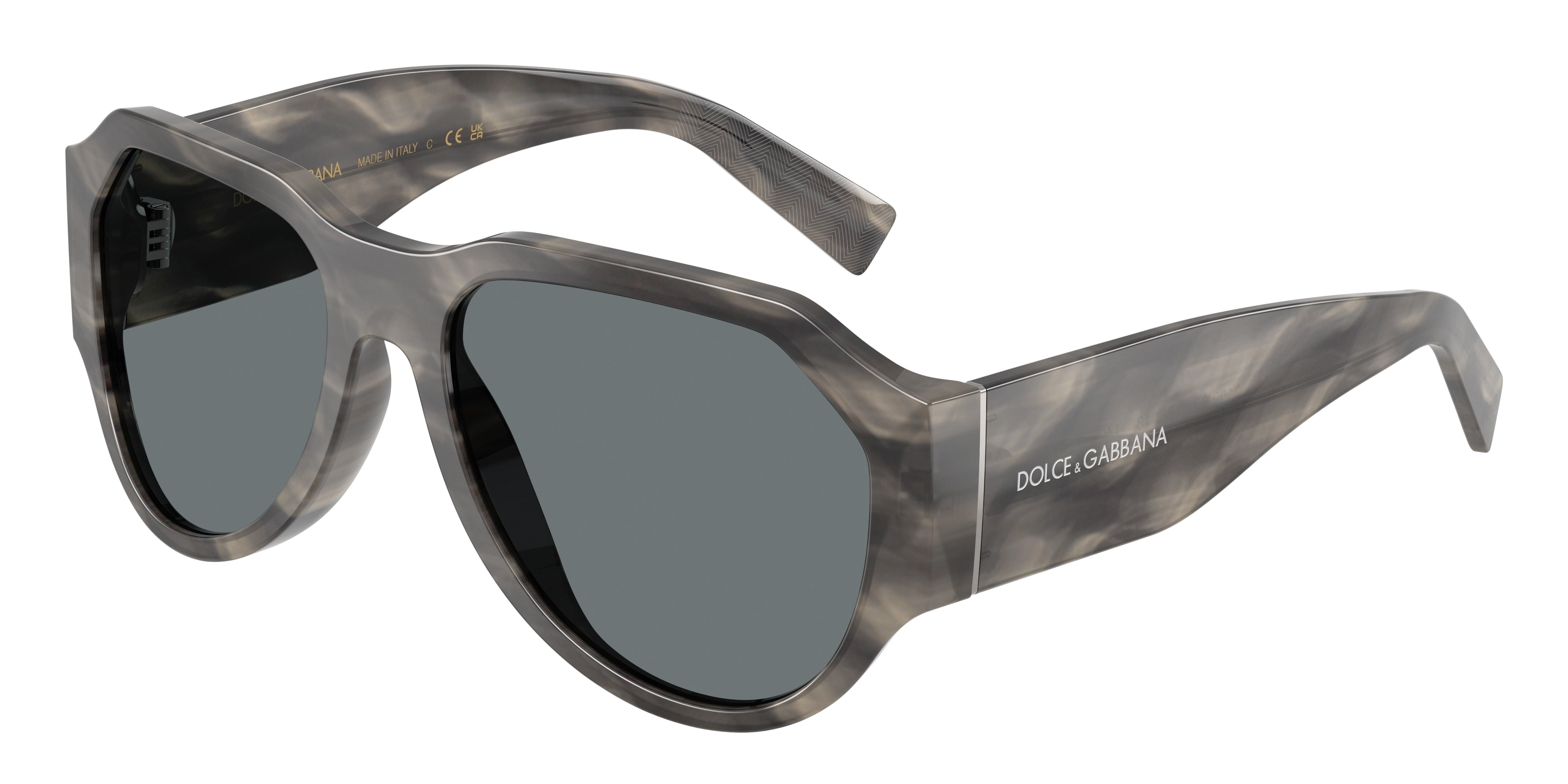 DOLCE & GABBANA DG4504 Pilot Sunglasses 319980-Striped Grey 58-140-18 - Color Map Grey