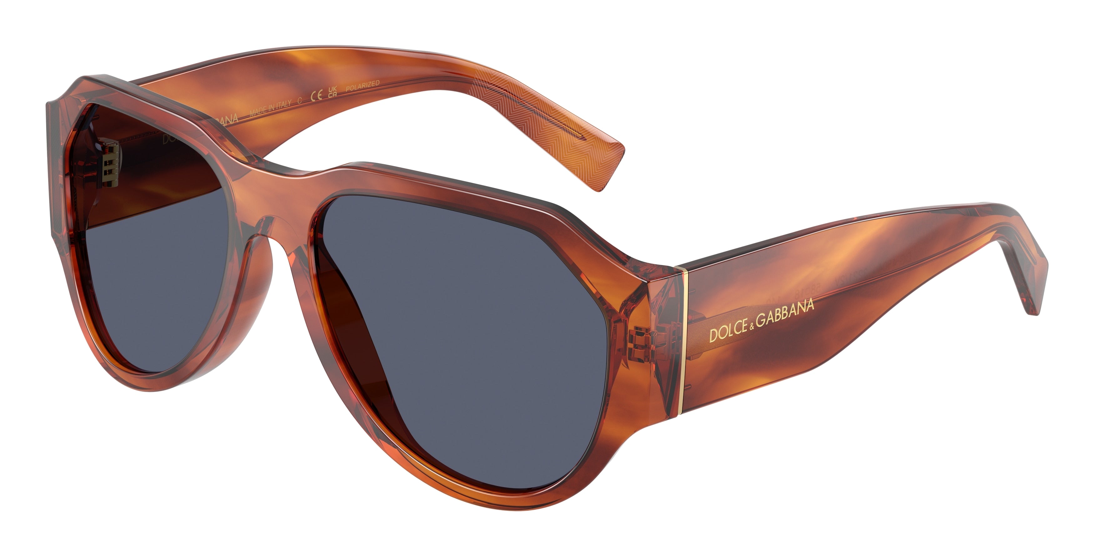 DOLCE & GABBANA DG4504 Pilot Sunglasses 32212V-Striped Ginger 58-140-18 - Color Map Brown