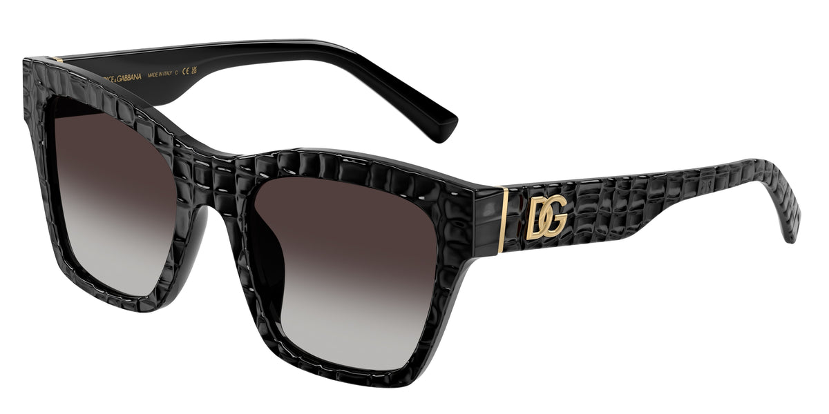 DOLCE & GABBANA DG4512 Square Sunglasses 32888G-Black Texture Cocco 53-145-20 - Color Map Black