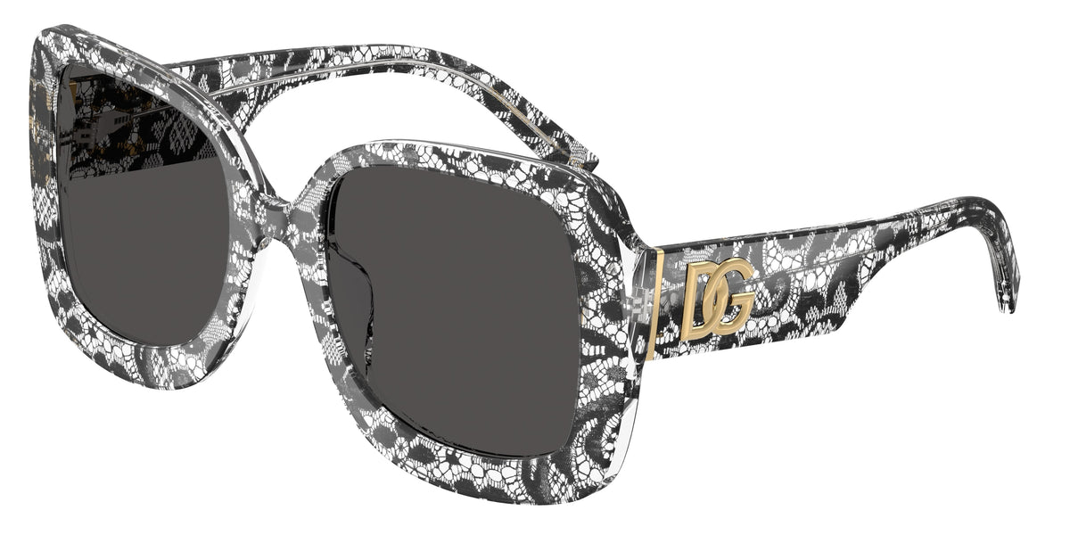 DOLCE & GABBANA DG4513 Square Sunglasses 328787-Black Lace 55-145-21 - Color Map Black