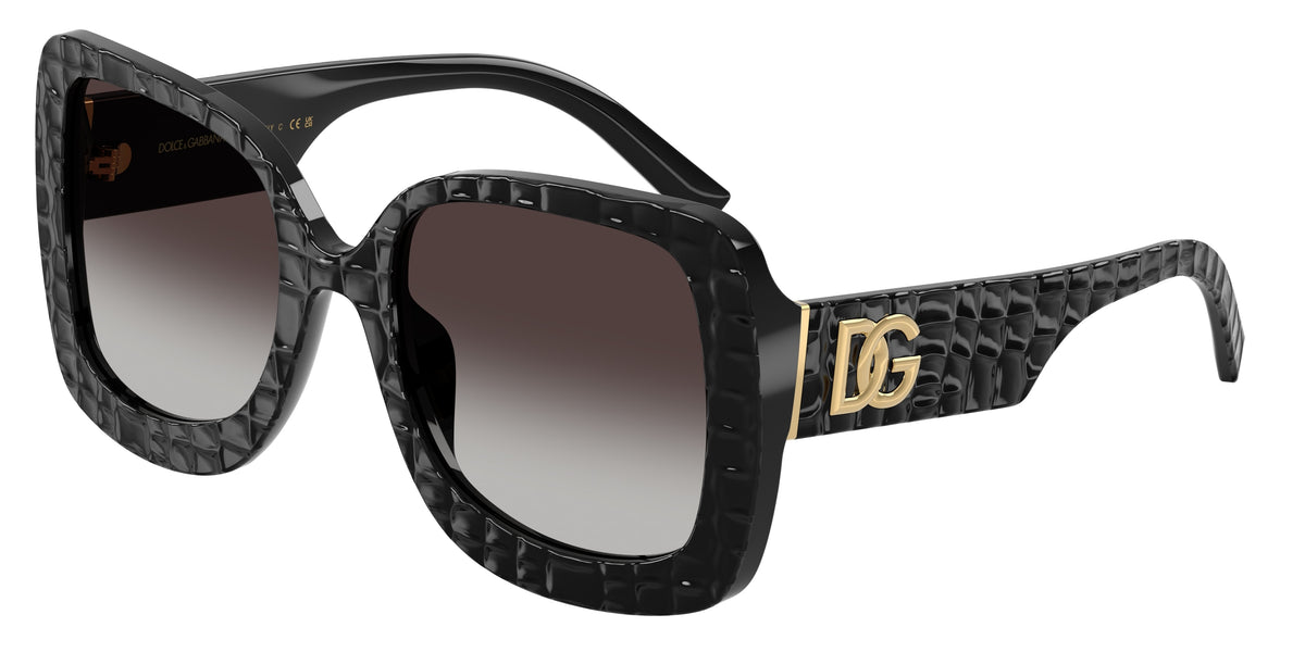DOLCE & GABBANA DG4513 Square Sunglasses 32888G-Black Texture Cocco 55-145-21 - Color Map Black