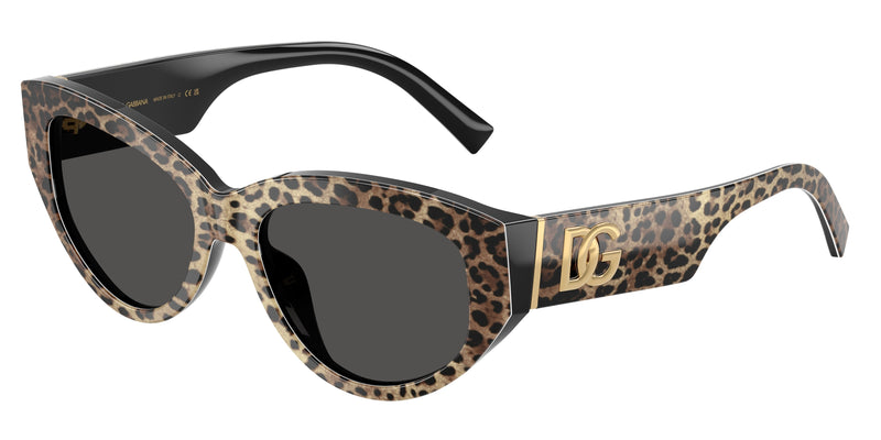 DOLCE & GABBANA DG4514 Cat Eye Sunglasses 316387-Leo Brown On Black 55-145-17 - Color Map Brown