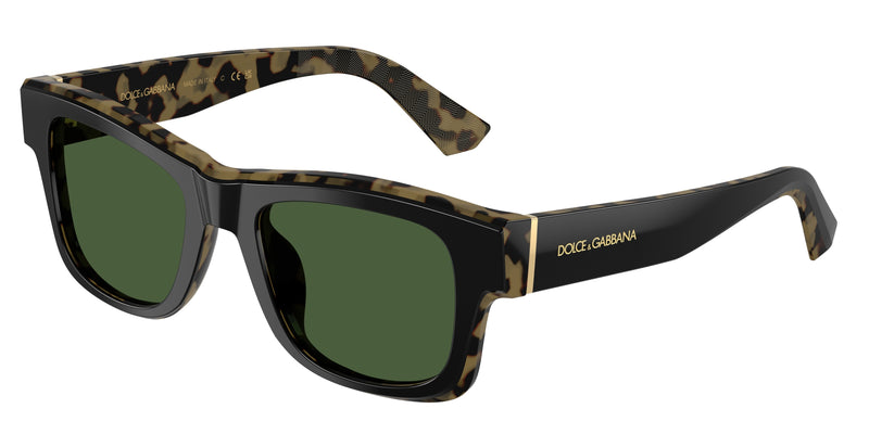 DOLCE & GABBANA DG4515 Square Sunglasses 340471-Black On Yellow Havana 52-145-20 - Color Map Black