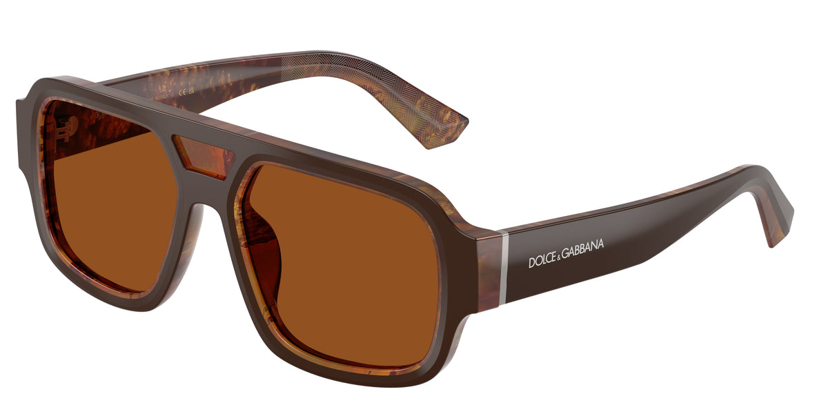 DOLCE & GABBANA DG4516 Square Sunglasses 345673-Top Brown/Pearl Gold & Brown 55-145-18 - Color Map Brown