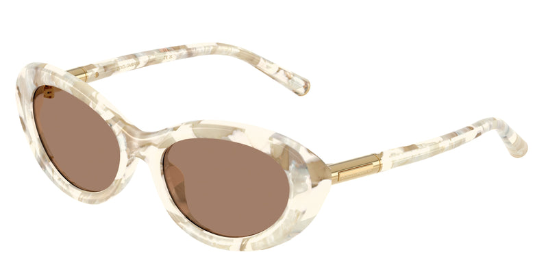 DOLCE & GABBANA DG4519 Oval Sunglasses 346173-Pearl Havana Cream 54-145-18 - Color Map White