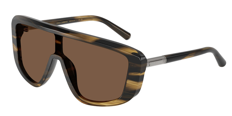 DOLCE & GABBANA DG4520 Rectangle Sunglasses 306373-Striped Brown 0-140-128 - Color Map Tortoise