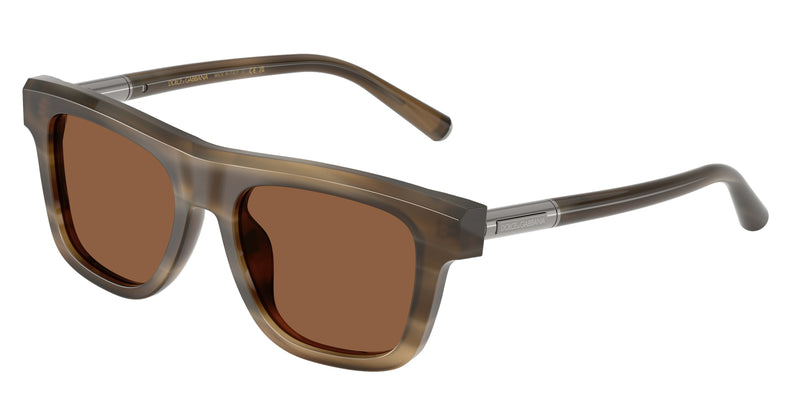 DOLCE & GABBANA DG4521 Square Sunglasses 3200OK-Striped Tobacco 52-145-18 - Color Map Brown
