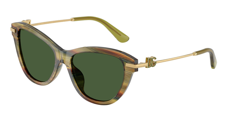 DOLCE & GABBANA DG4534 Butterfly Sunglasses 347571-Striped Green Transparent 53-140-16 - Color Map Green