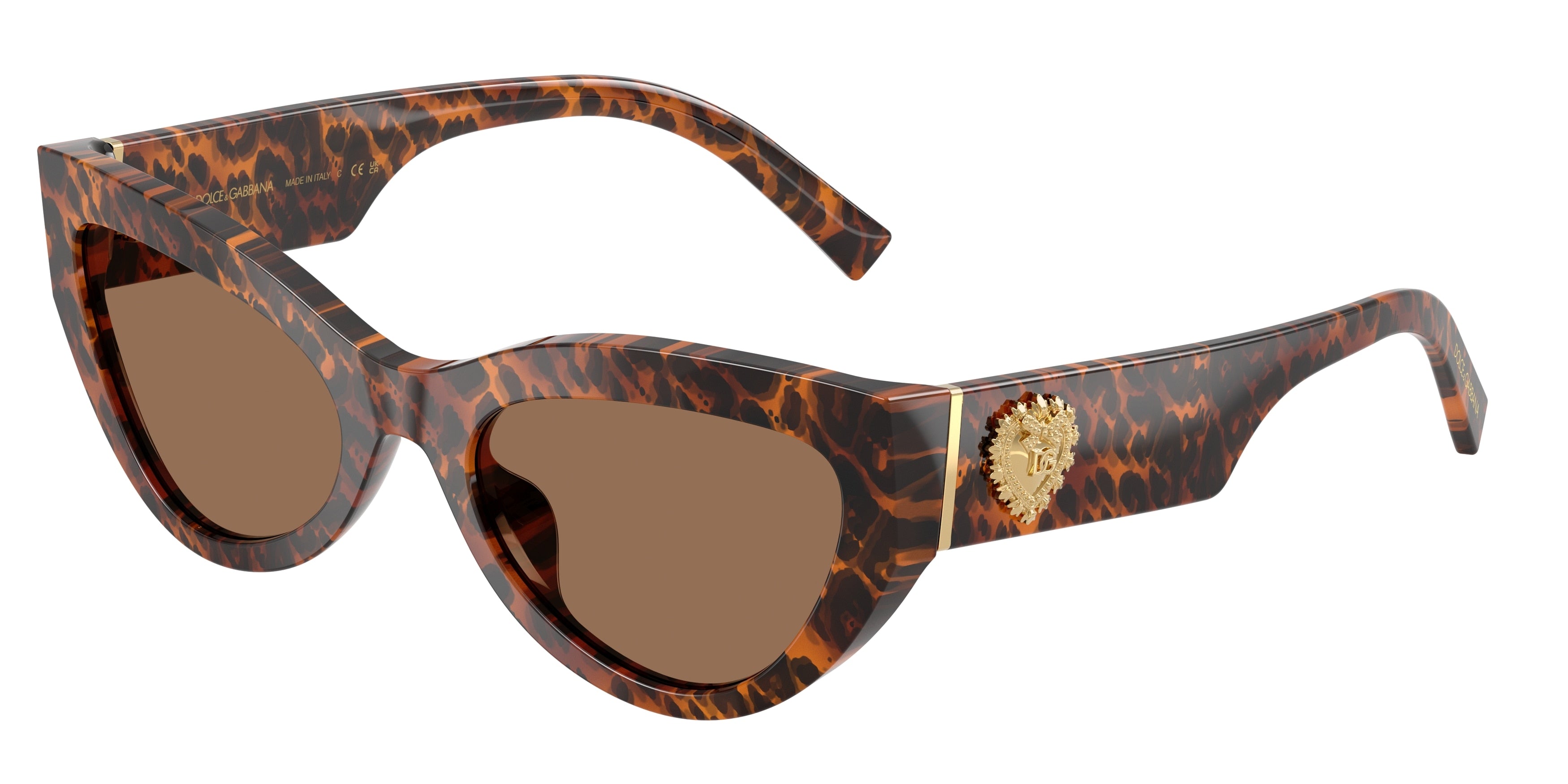DOLCE & GABBANA DG4536 Cat Eye Sunglasses 347073-Leo Transparent 55-145-20 - Color Map Brown
