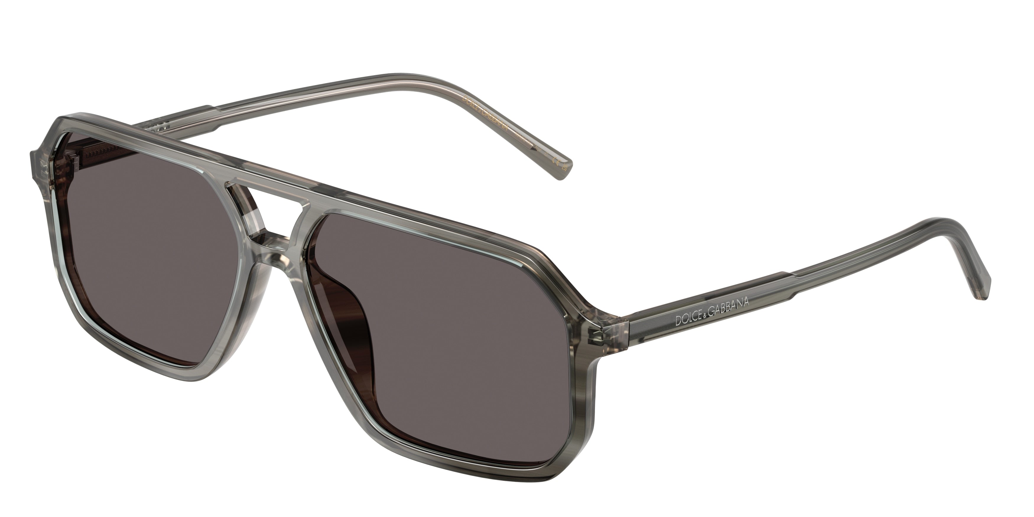 DOLCE & GABBANA DG4541 Pilot Sunglasses 347987-Grey On Striped Grey 59-145-15 - Color Map Grey