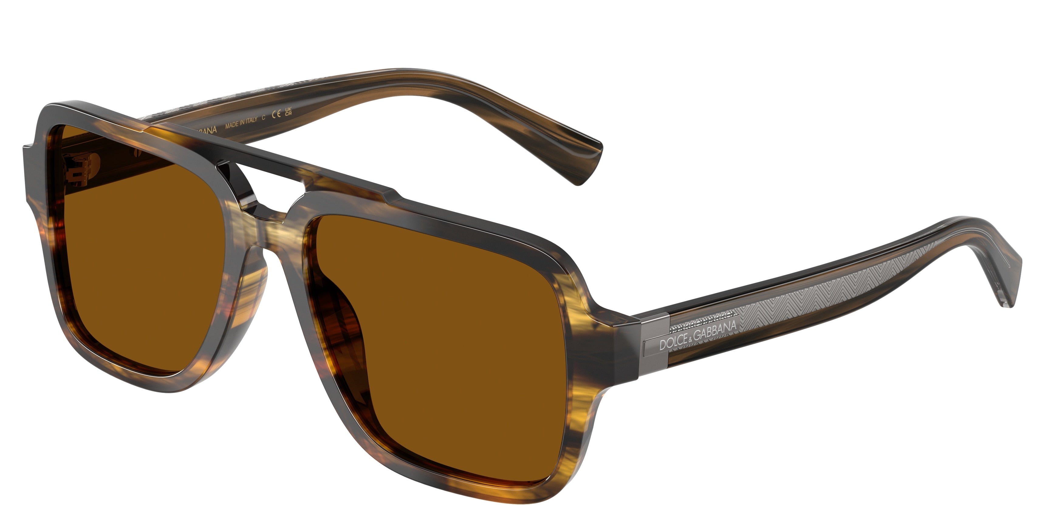DOLCE & GABBANA DG4544 Pilot Sunglasses 306363-Striped Brown 56-145-18 - Color Map Tortoise
