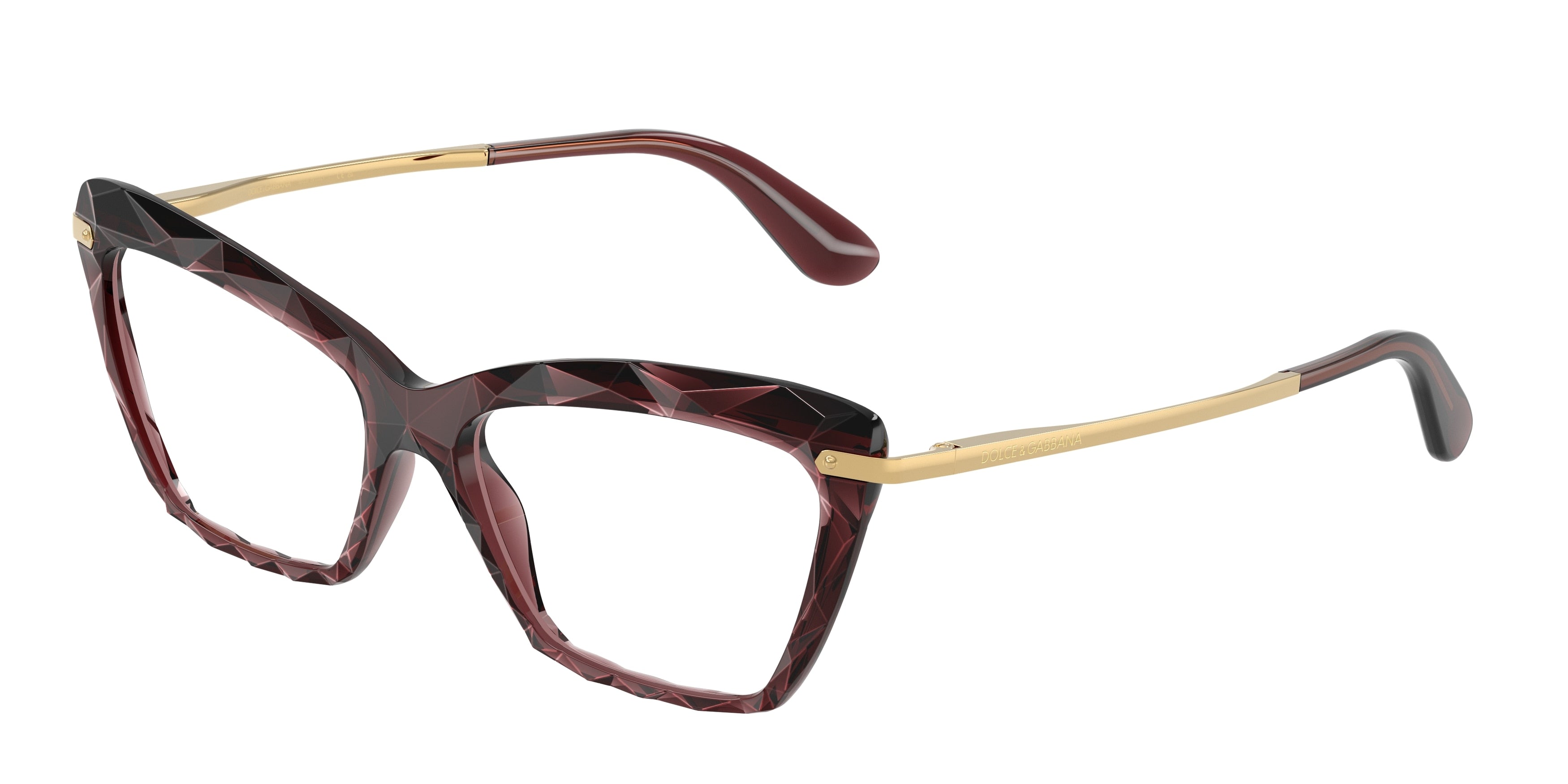 DOLCE & GABBANA DG5025 Cat Eye Eyeglasses 3045-Transparent Bordeaux 53-140-15 - Color Map Red