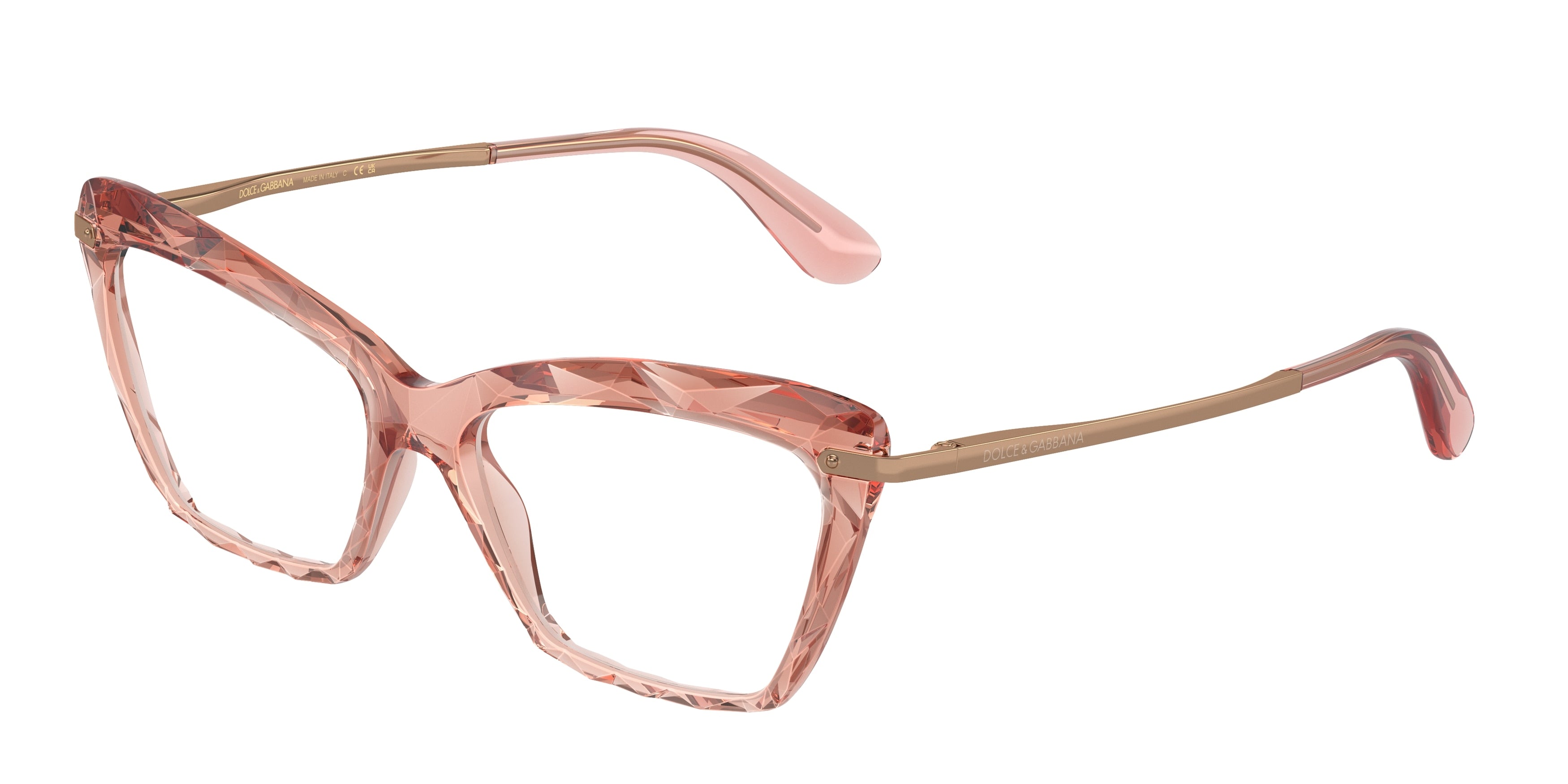 DOLCE & GABBANA DG5025 Cat Eye Eyeglasses 3148-Transparent Pink 53-140-15 - Color Map Pink