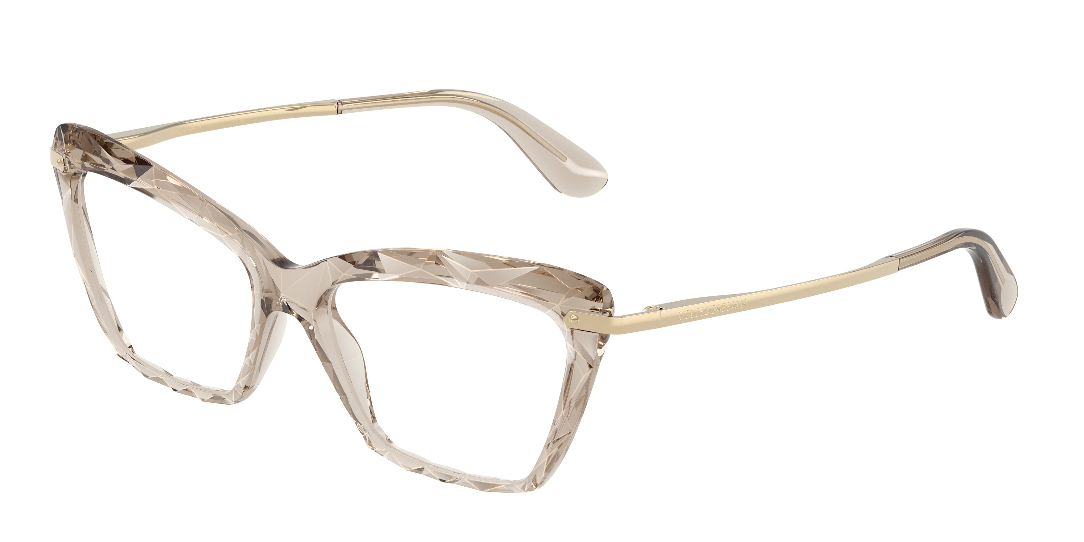 DOLCE & GABBANA DG5025 Cat Eye Eyeglasses 3432-Transparent Camel 53-140-15 - Color Map Brown