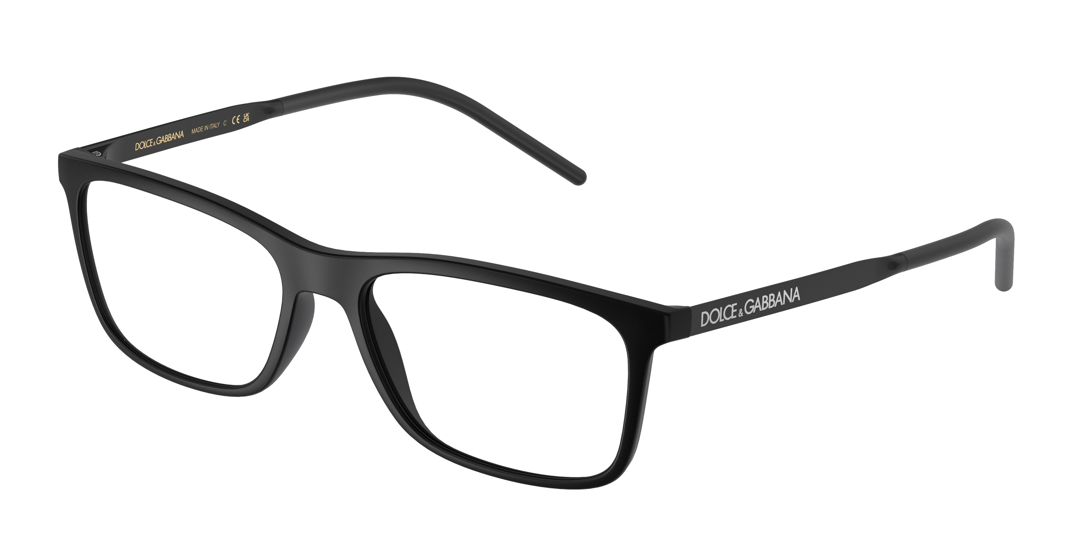 DOLCE & GABBANA DG5044 Rectangle Eyeglasses 2525-Matte Black 55-145-17 - Color Map Black