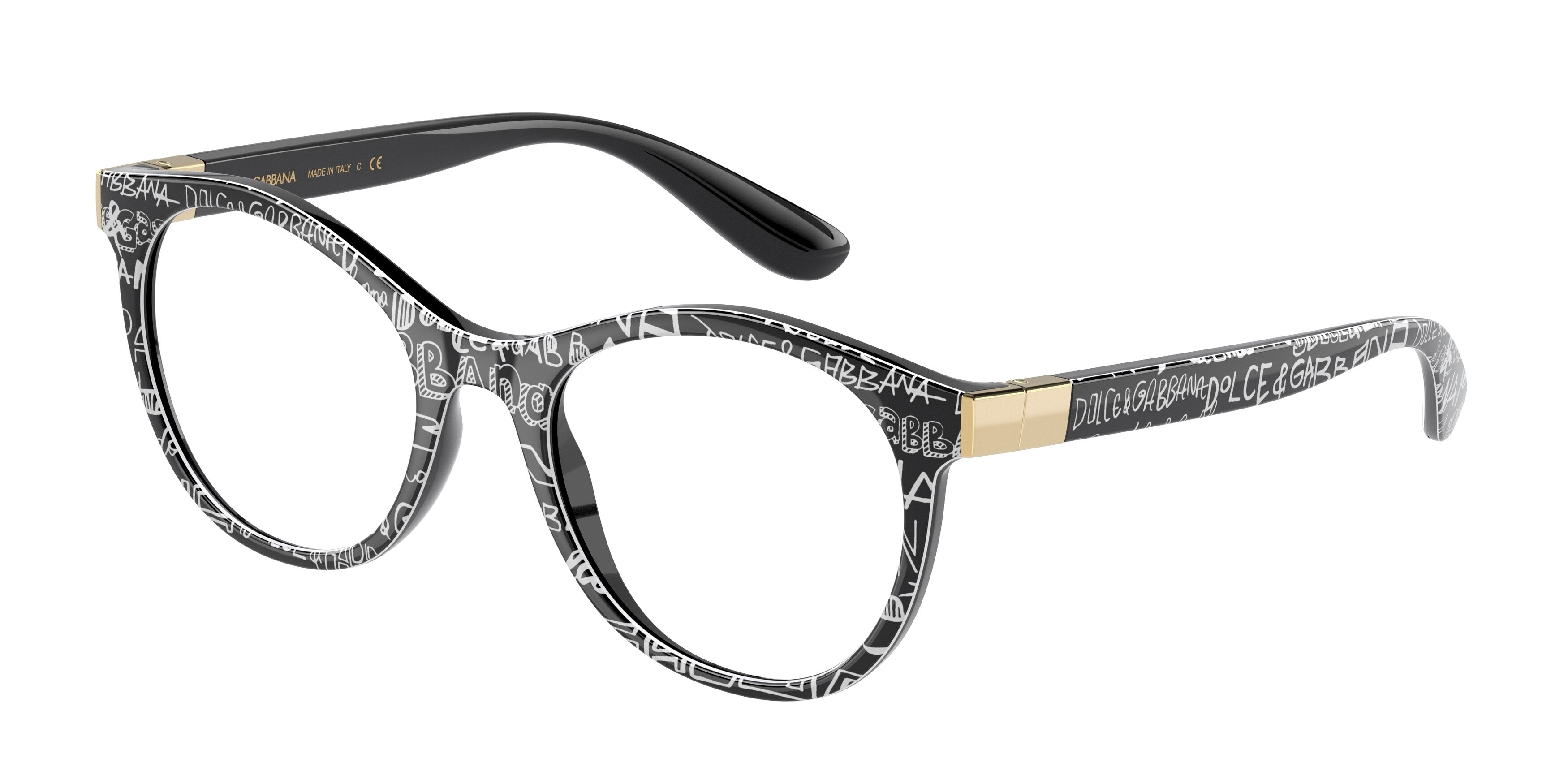 DOLCE & GABBANA DG5075 Phantos Eyeglasses  3313-Black Graffiti 51-140-19 - Color Map Black
