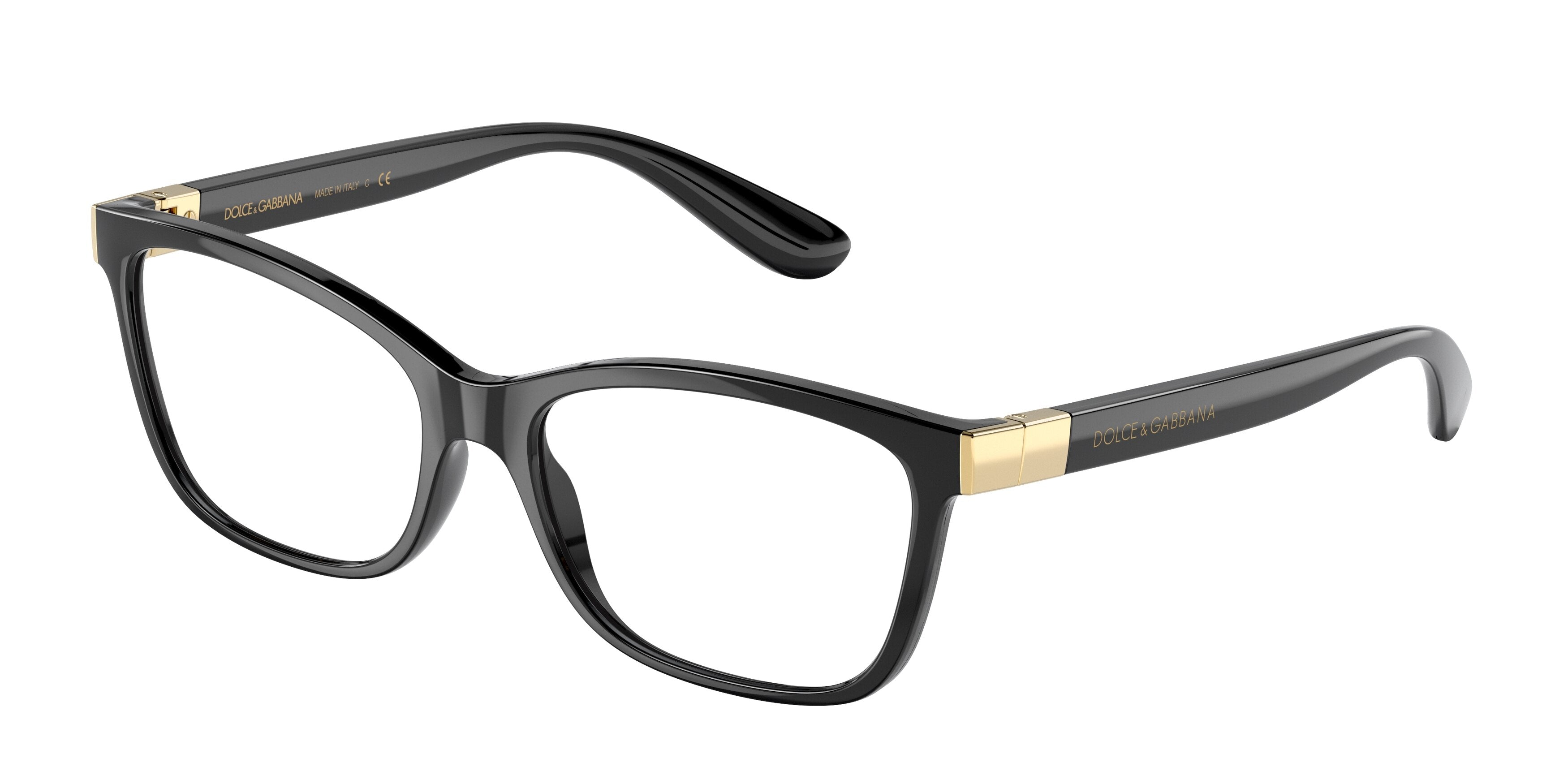 DOLCE & GABBANA DG5077 Rectangle Eyeglasses 501-Black 54-140-16 - Color Map Black