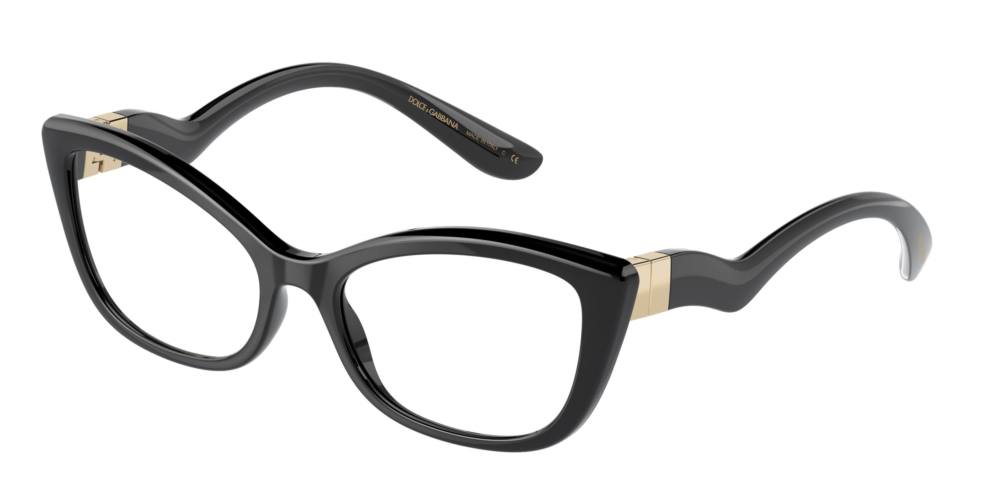 DOLCE & GABBANA DG5078 Cat Eye Eyeglasses  501-Black 55-140-18 - Color Map Black