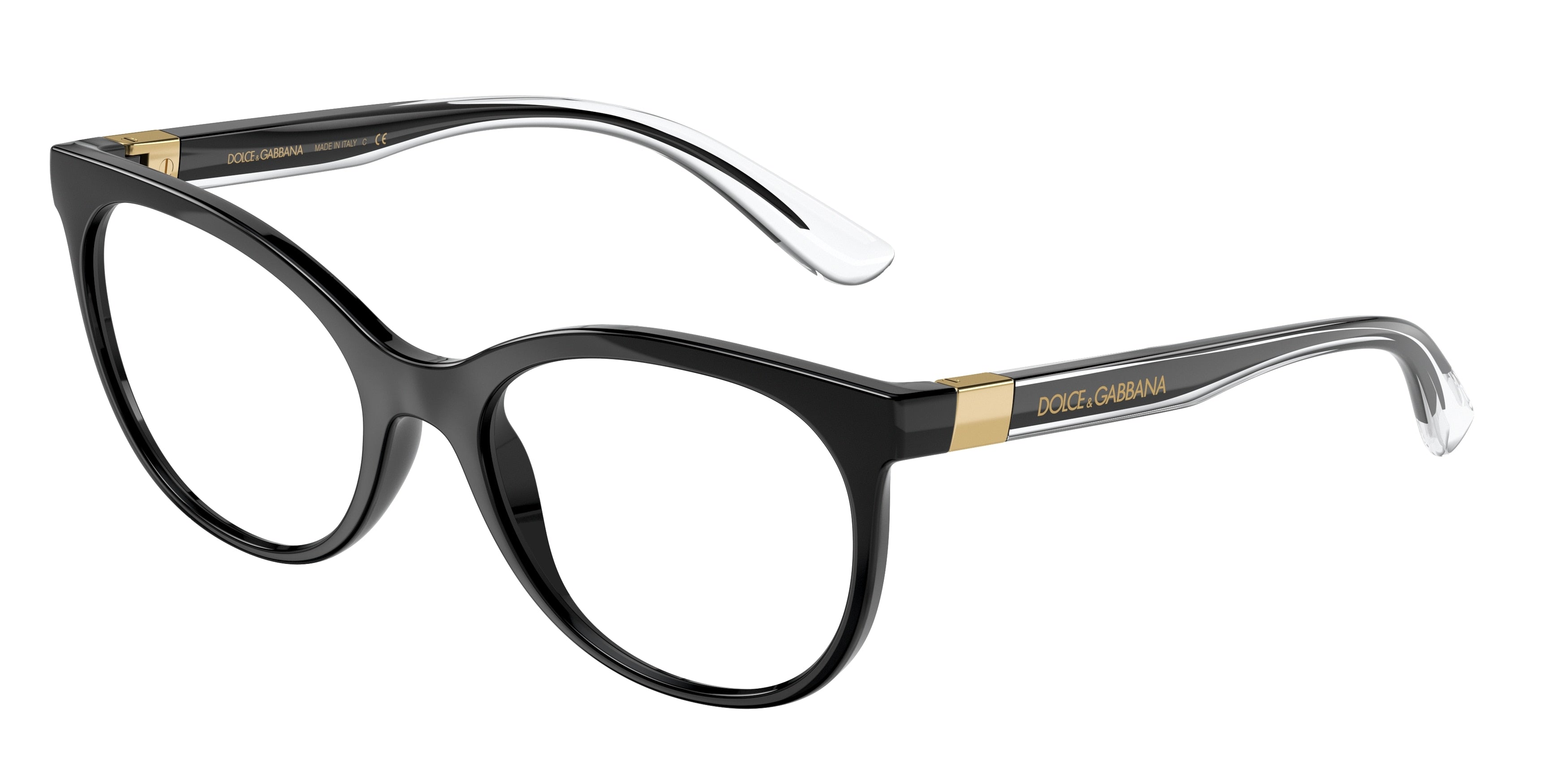 DOLCE & GABBANA DG5084 Cat Eye Eyeglasses 501-Black 55-145-19 - Color Map Black