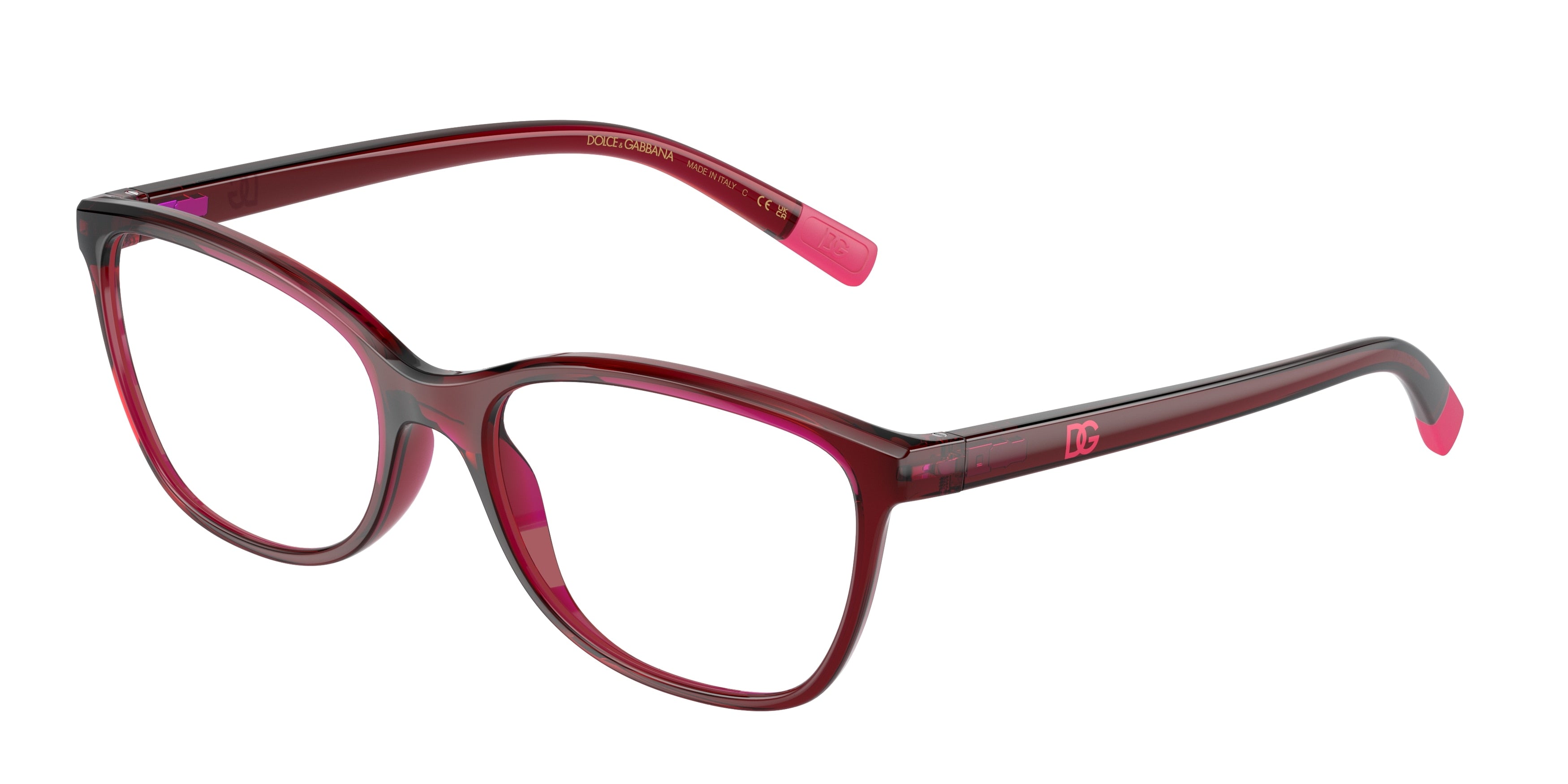 DOLCE & GABBANA DG5092 Rectangle Eyeglasses 1551-Opal Cherry 55-140-17 - Color Map Red