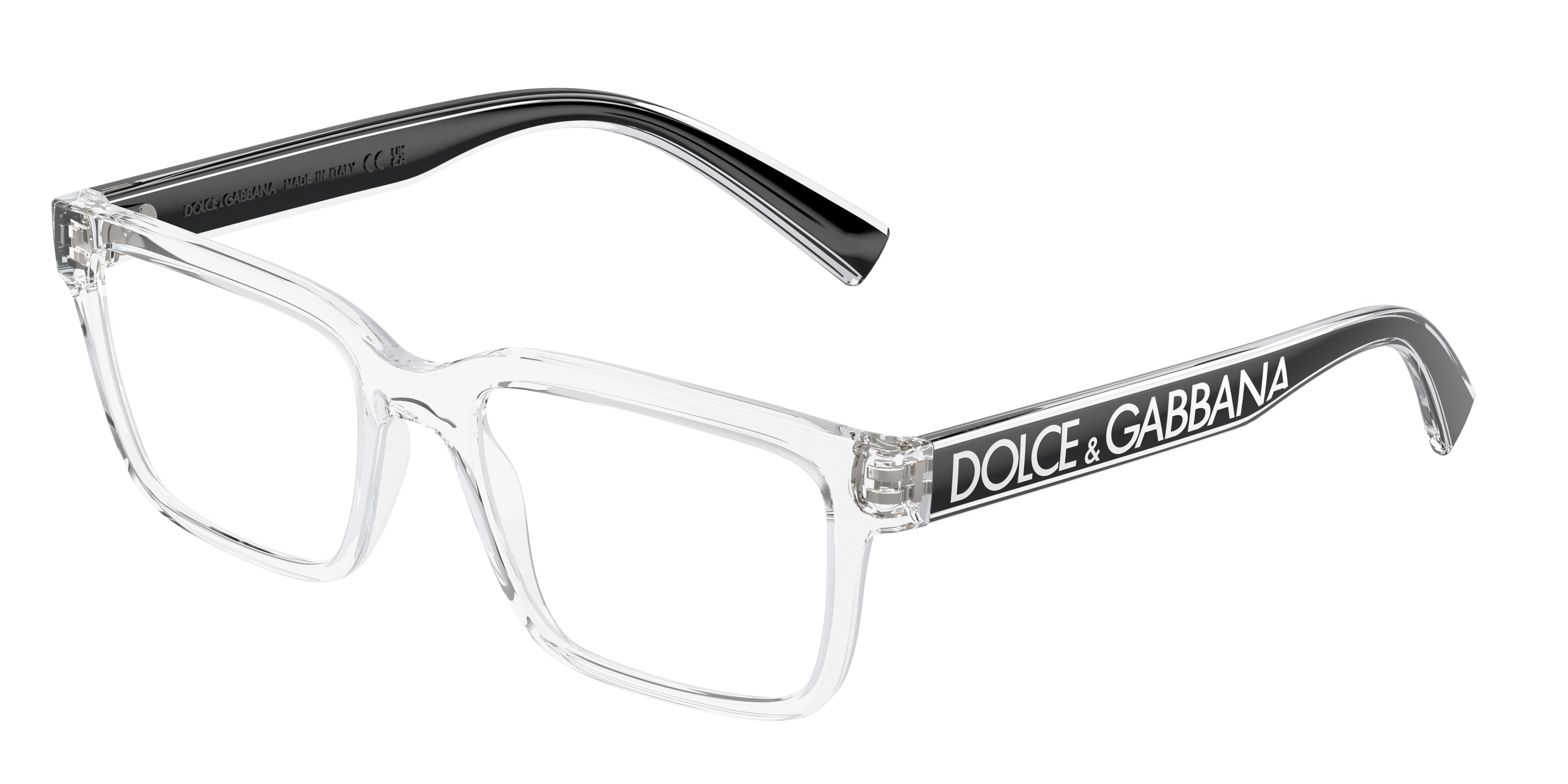 DOLCE & GABBANA DG5102 Rectangle Eyeglasses 3133-Crystal 53-145-18 - Color Map Transparent