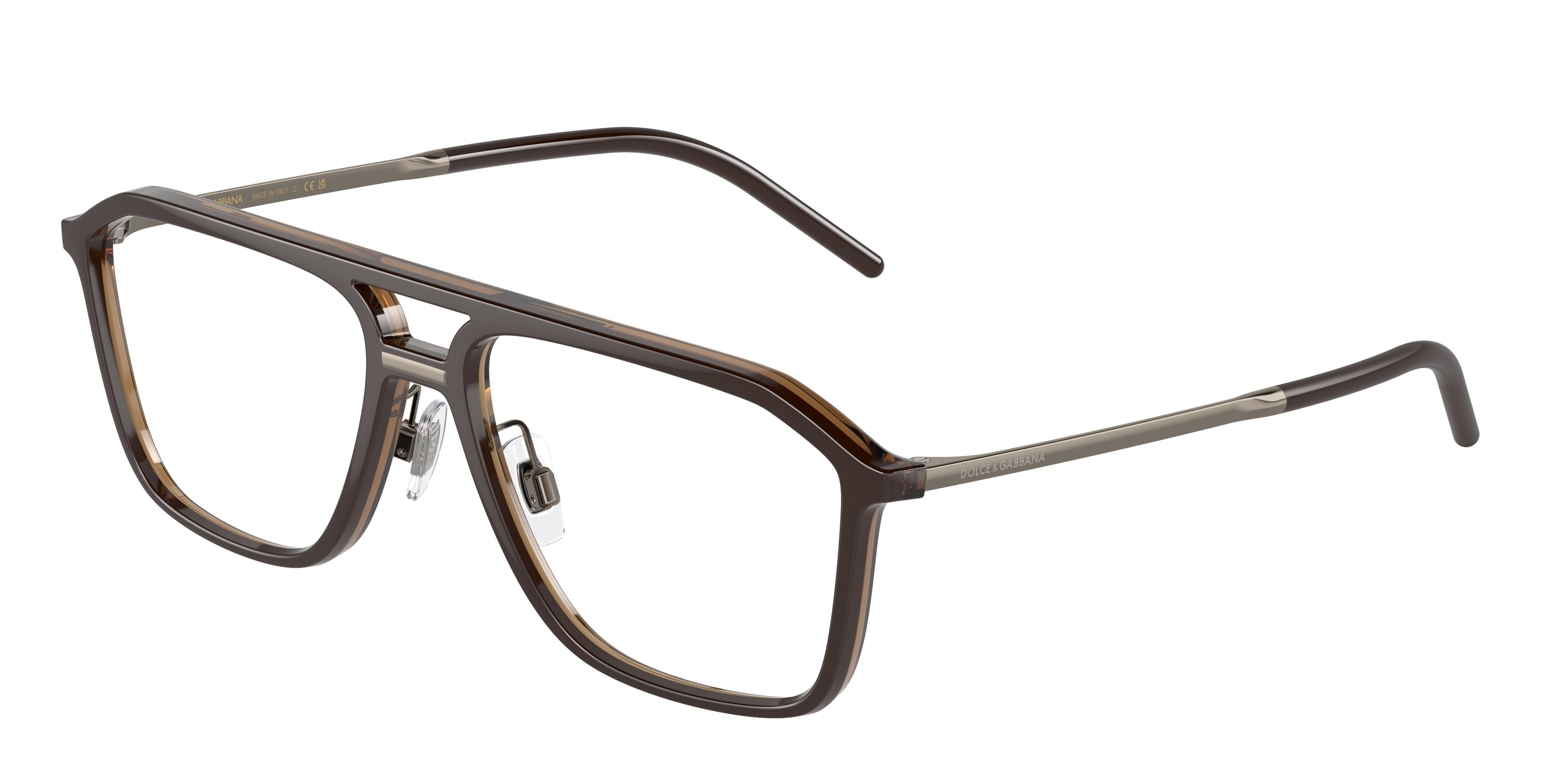 DOLCE & GABBANA DG5107 Pilot Eyeglasses 3159-Brown 55-145-16 - Color Map Brown