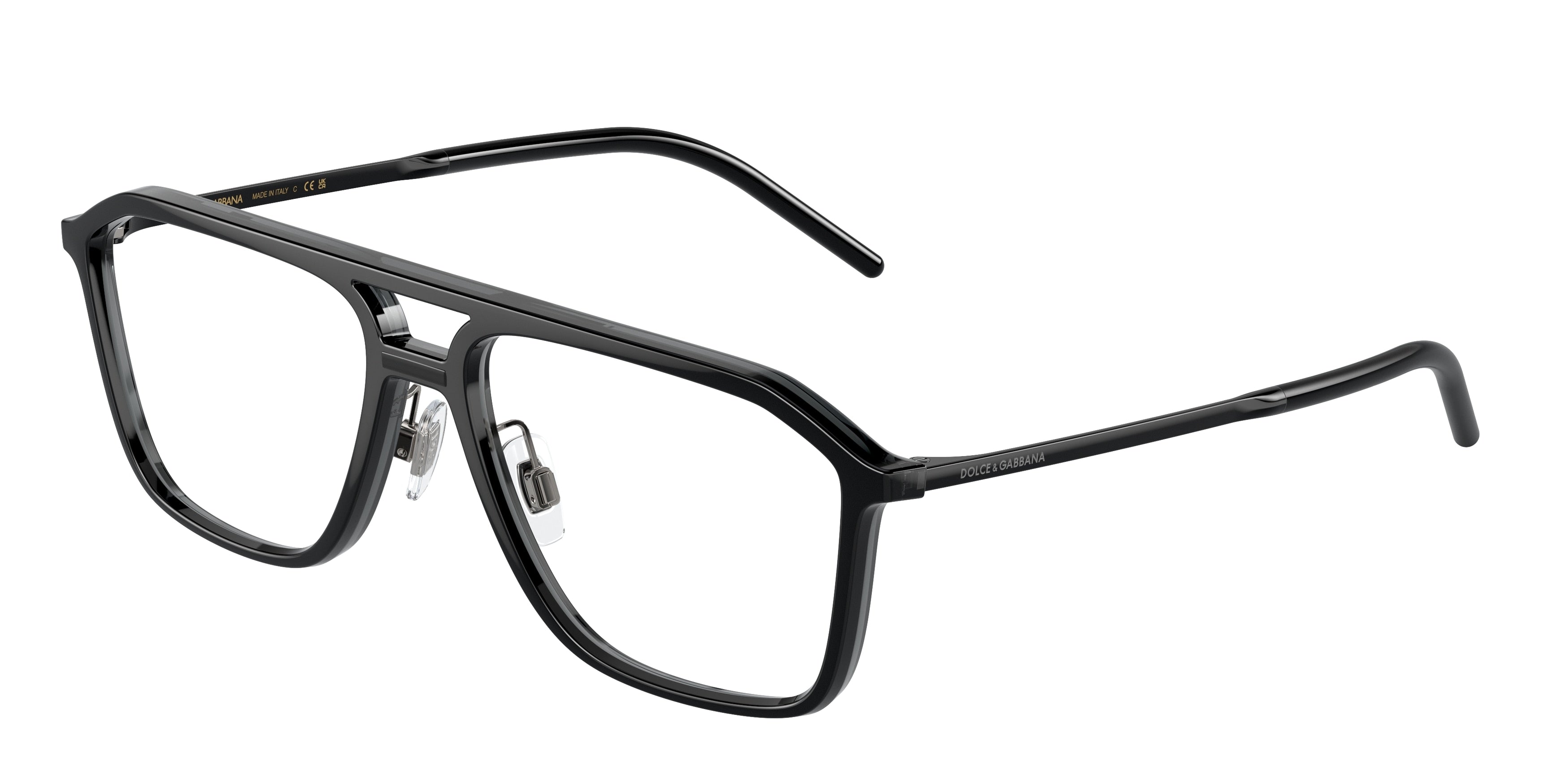 DOLCE & GABBANA DG5107 Pilot Eyeglasses 501-Black 55-145-16 - Color Map Black