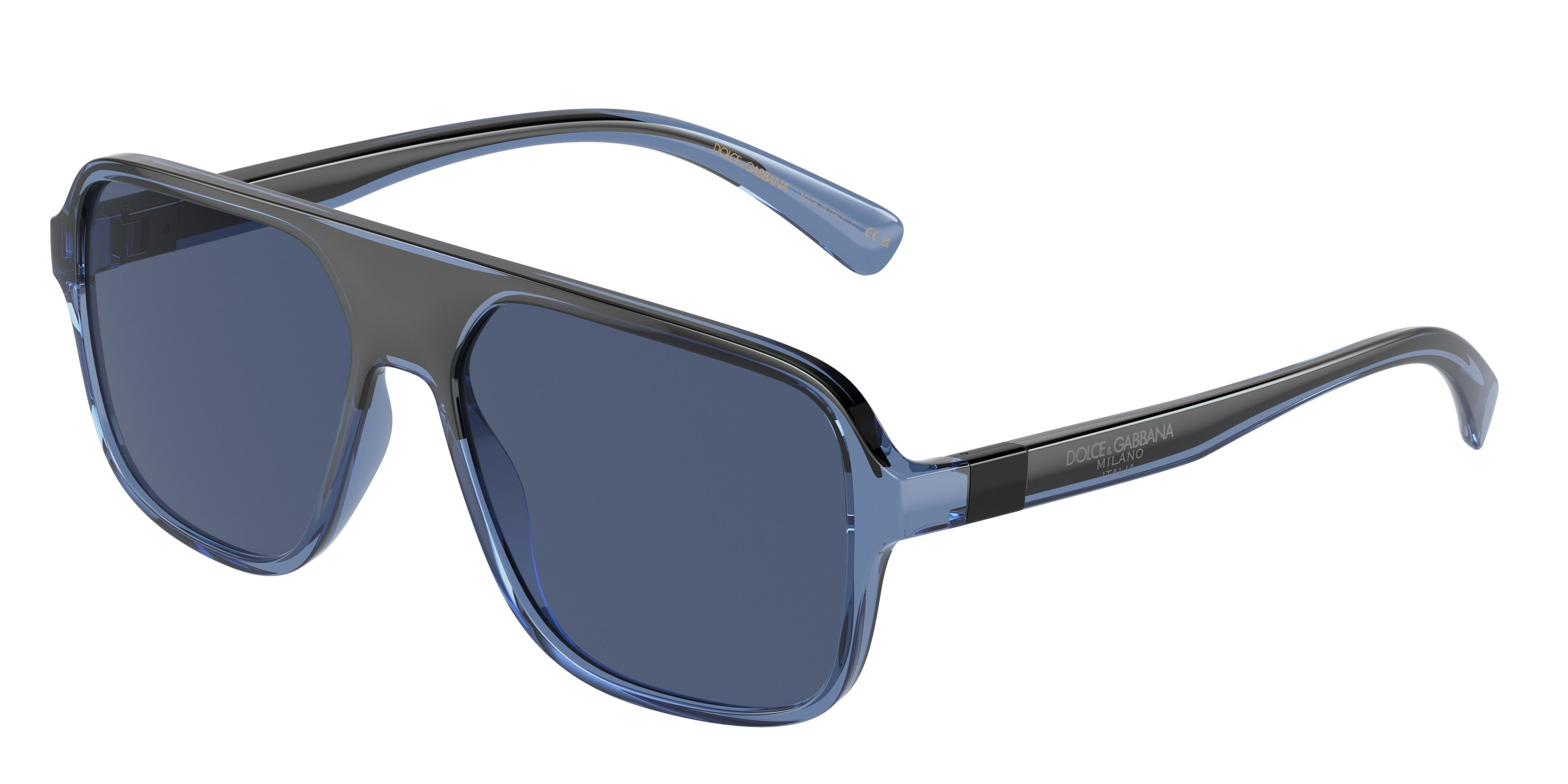 DOLCE & GABBANA DG6134 Square Sunglasses 325880-Transparent Blue/Black 57-145-16 - Color Map Blue