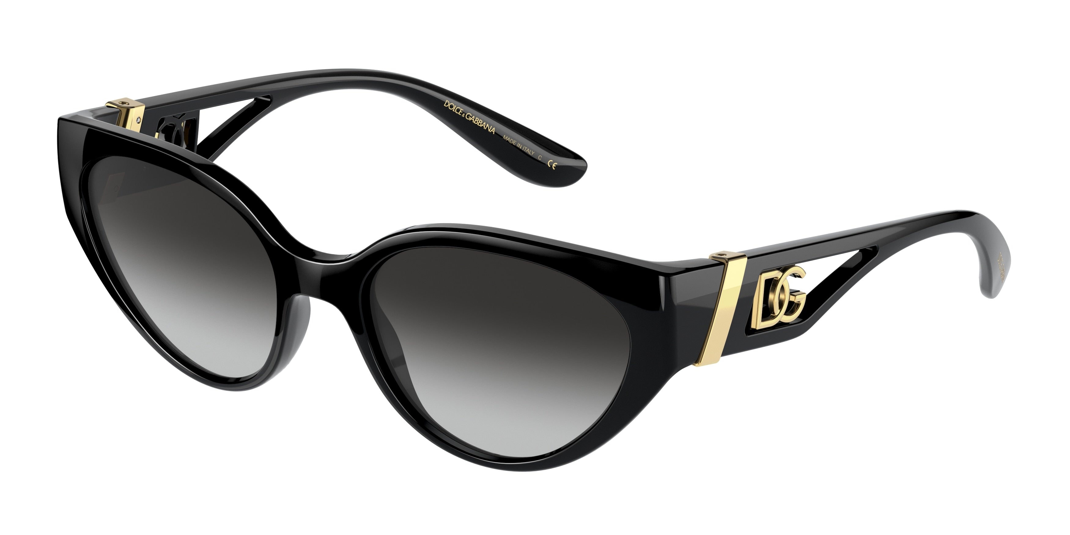 DOLCE & GABBANA DG6146 Cat Eye Sunglasses 501/8G-Black 54-135-19 - Color Map Black
