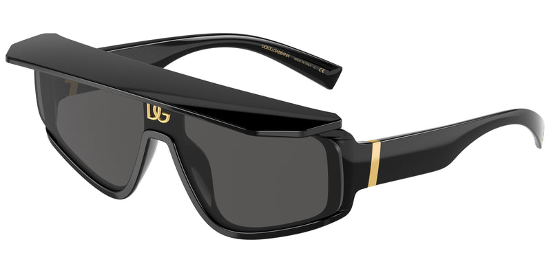 DOLCE & GABBANA DG6177 Rectangle Sunglasses 501/87-Black 0-145-146 - Color Map Black