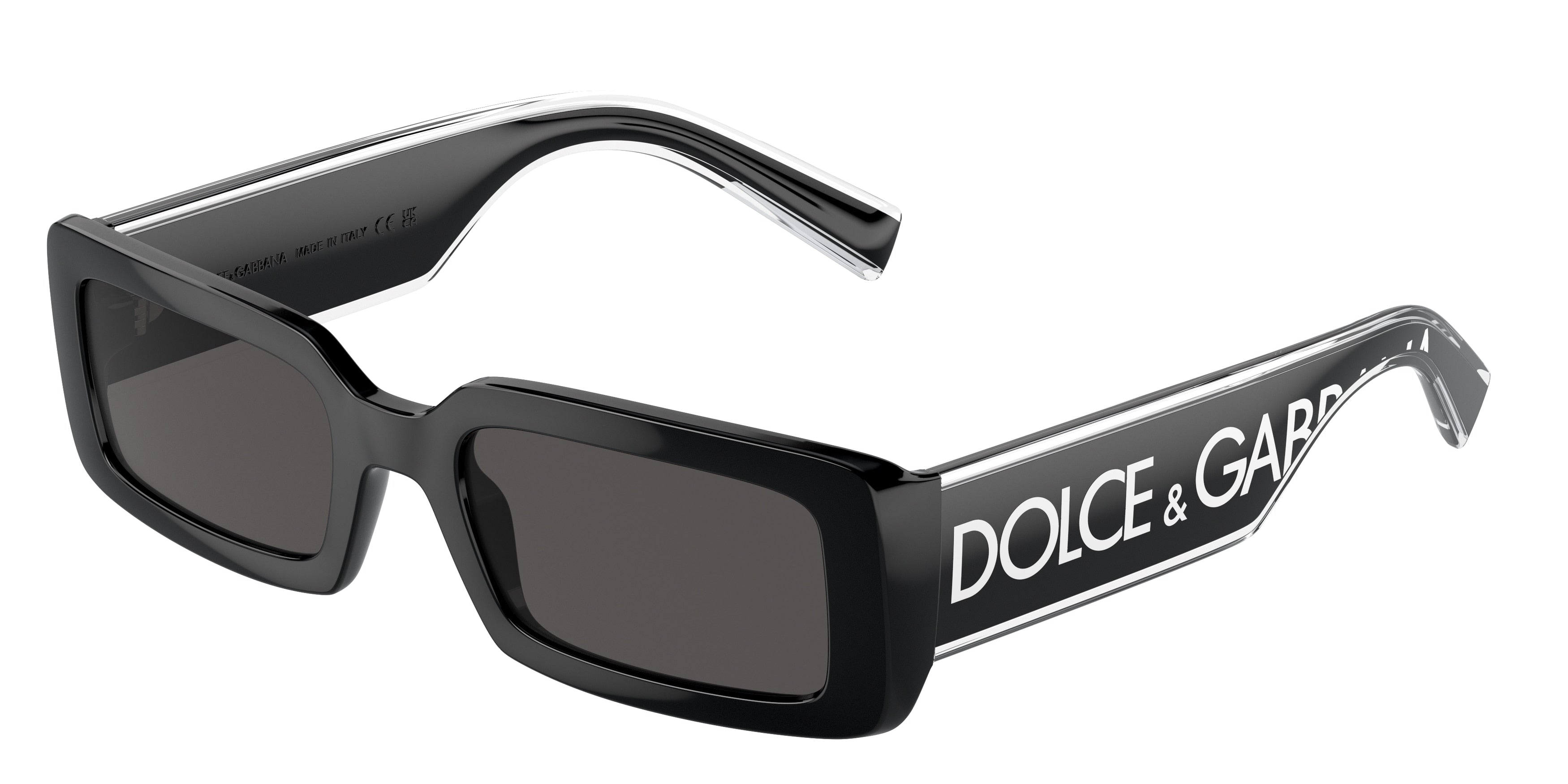 DOLCE & GABBANA DG6187 Rectangle Sunglasses 501/87-Black 53-145-20 - Color Map Black