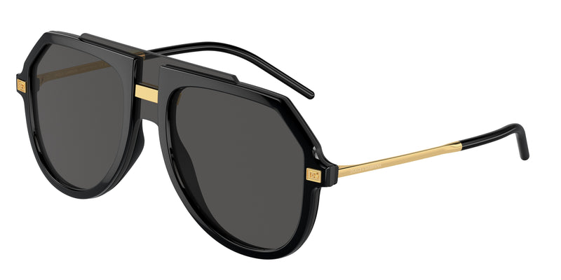 DOLCE & GABBANA DG6195 Pilot Sunglasses 501/87-Black 0-145-145 - Color Map Black